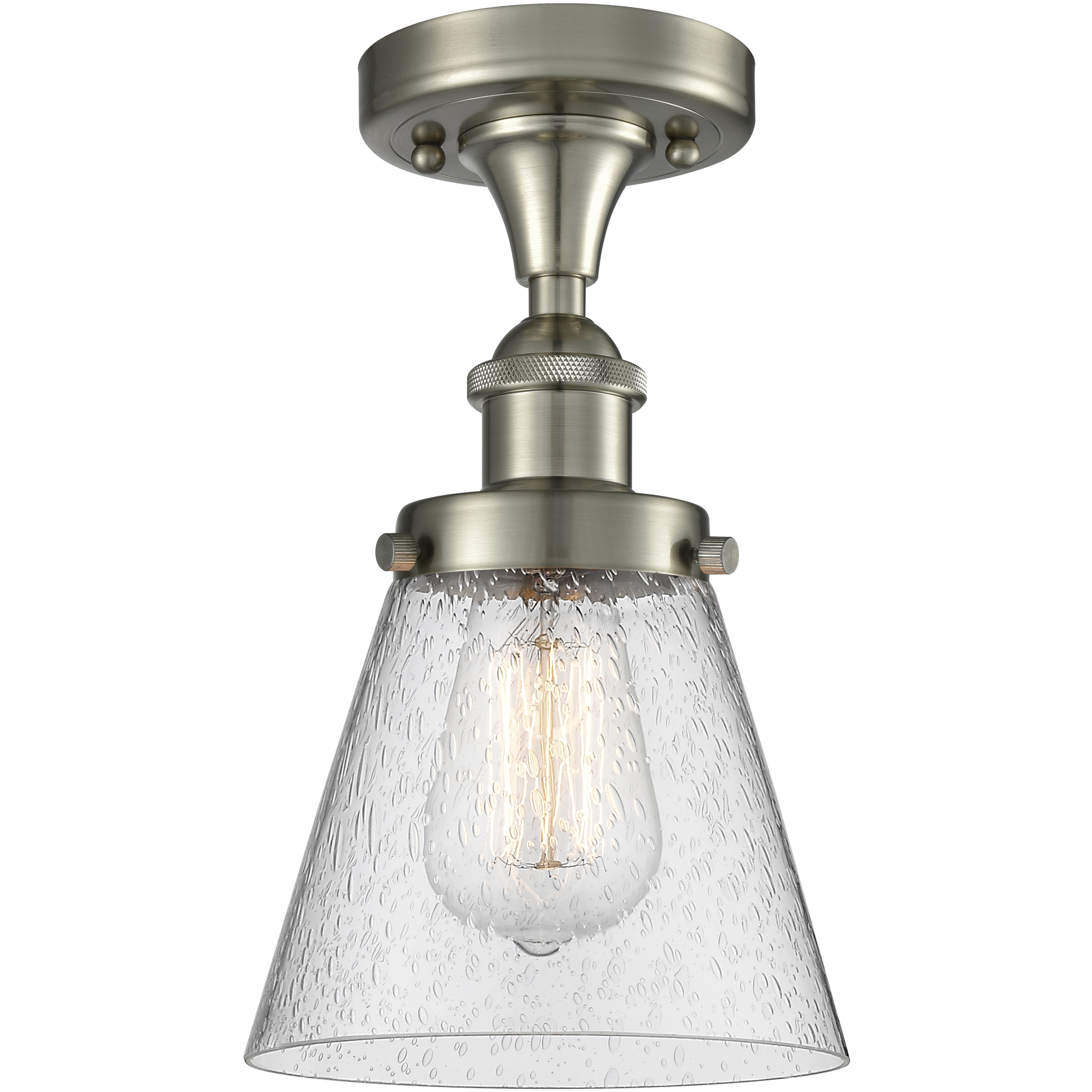 Cone 1 Light 6.5 inch Brushed Satin Nickel Semi-Flush Mount Ceiling Light