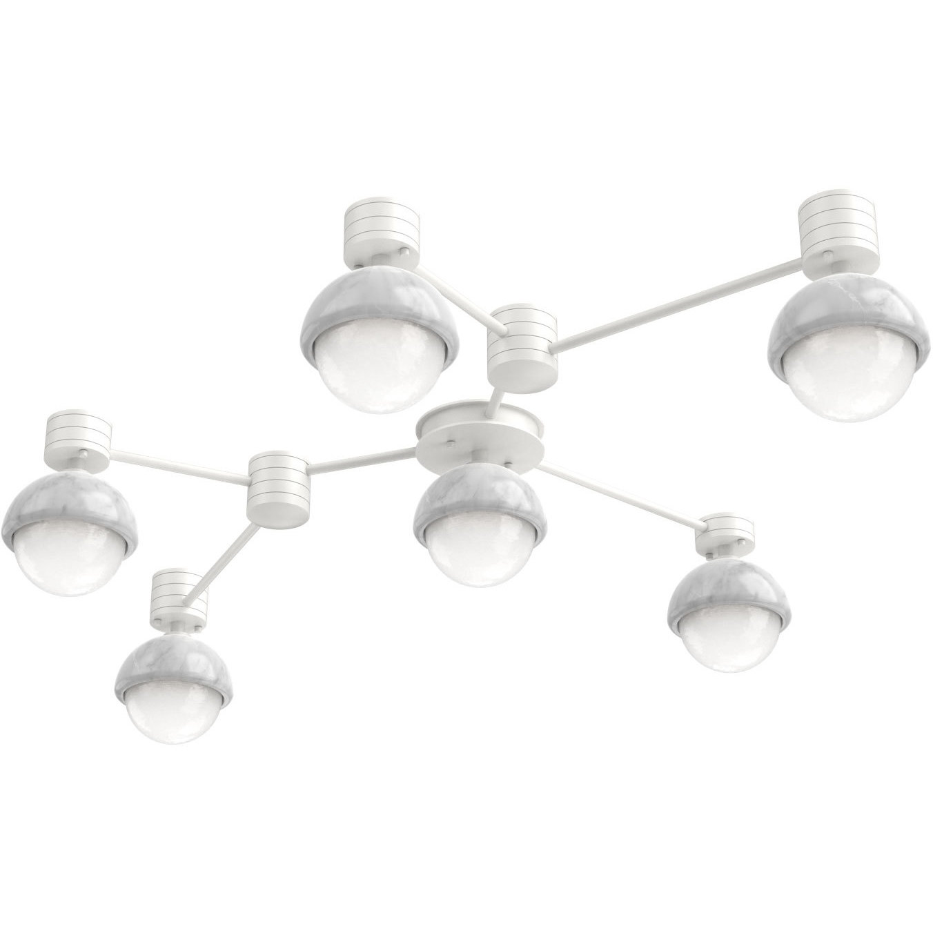 Cabochon Sconce & Flush Mount Wall Light in 3000K LED, Salt White with White Marble, White, Hub & Spoke