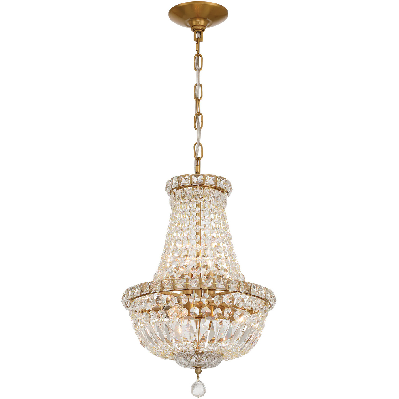 Roslyn 5 Light 12 inch Aged Brass Mini Chandelier Ceiling Light