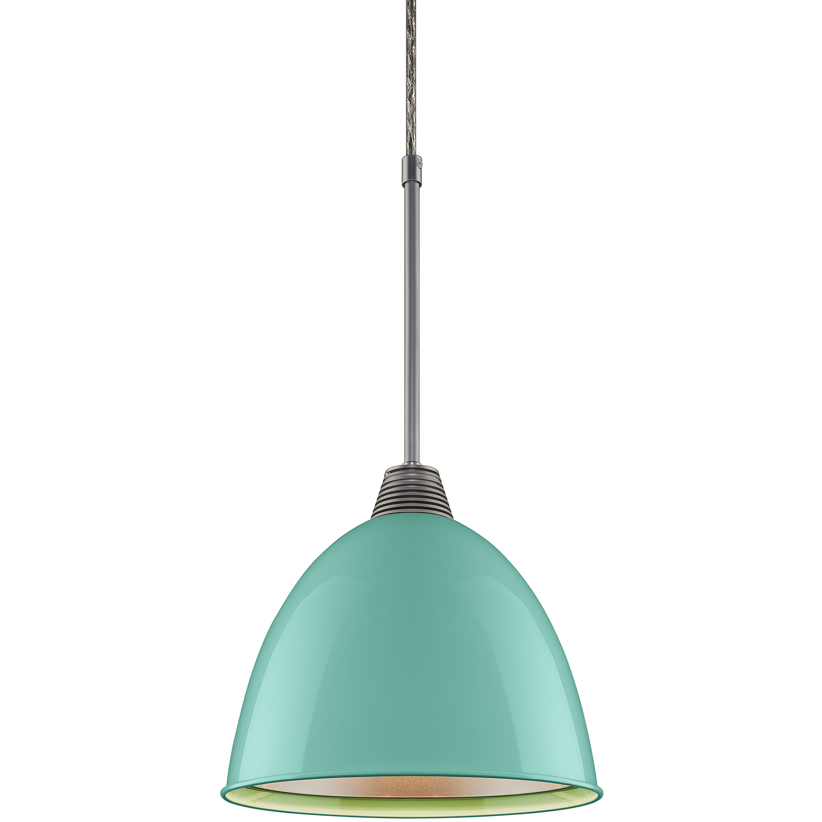 Classic 1 Light 9.6 inch Matte Chrome Large Pendant Ceiling Light in Larkspur Blue