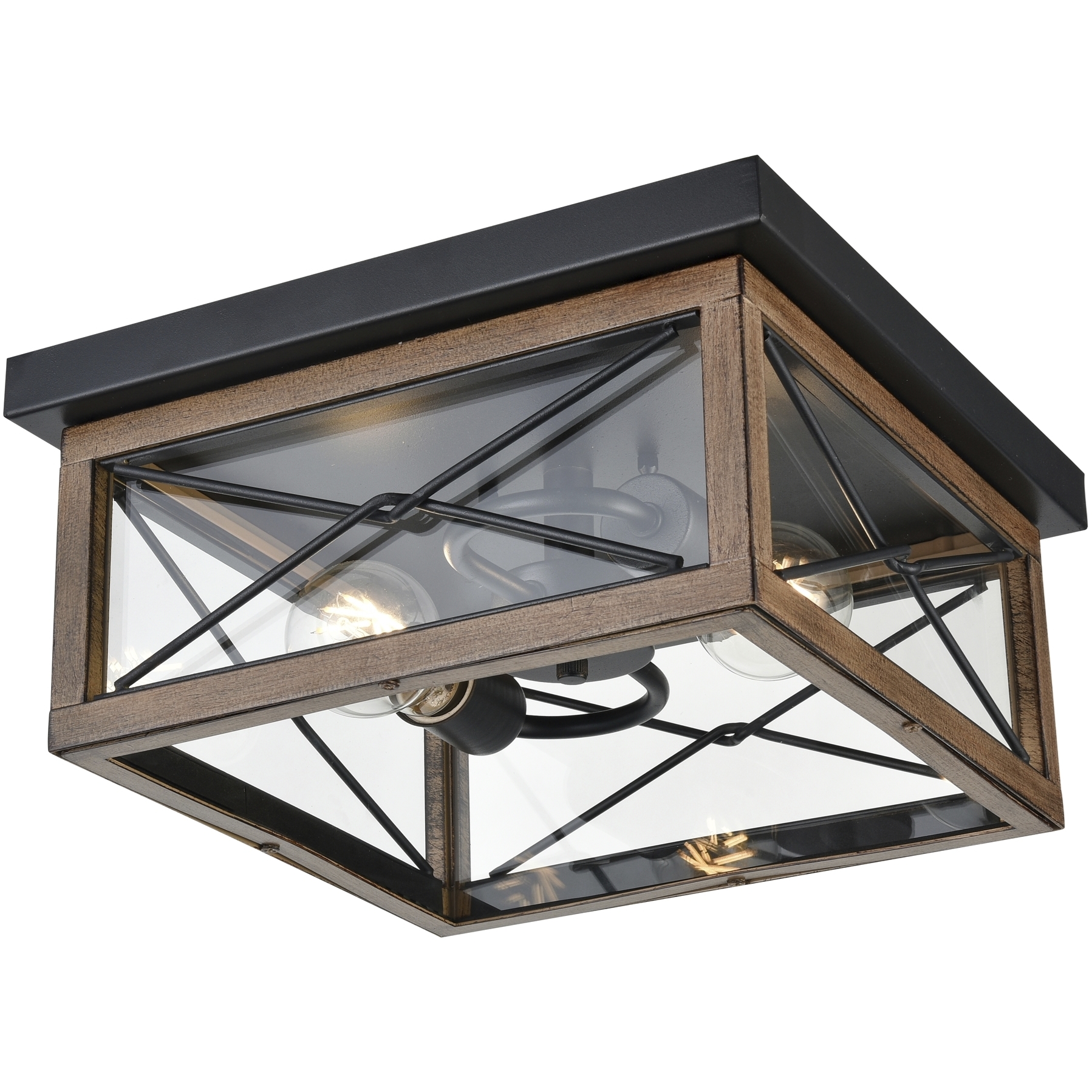 County Fair 2 Light 12.25 inch Black and Ironwood on Metal Outdoor Flush Mount