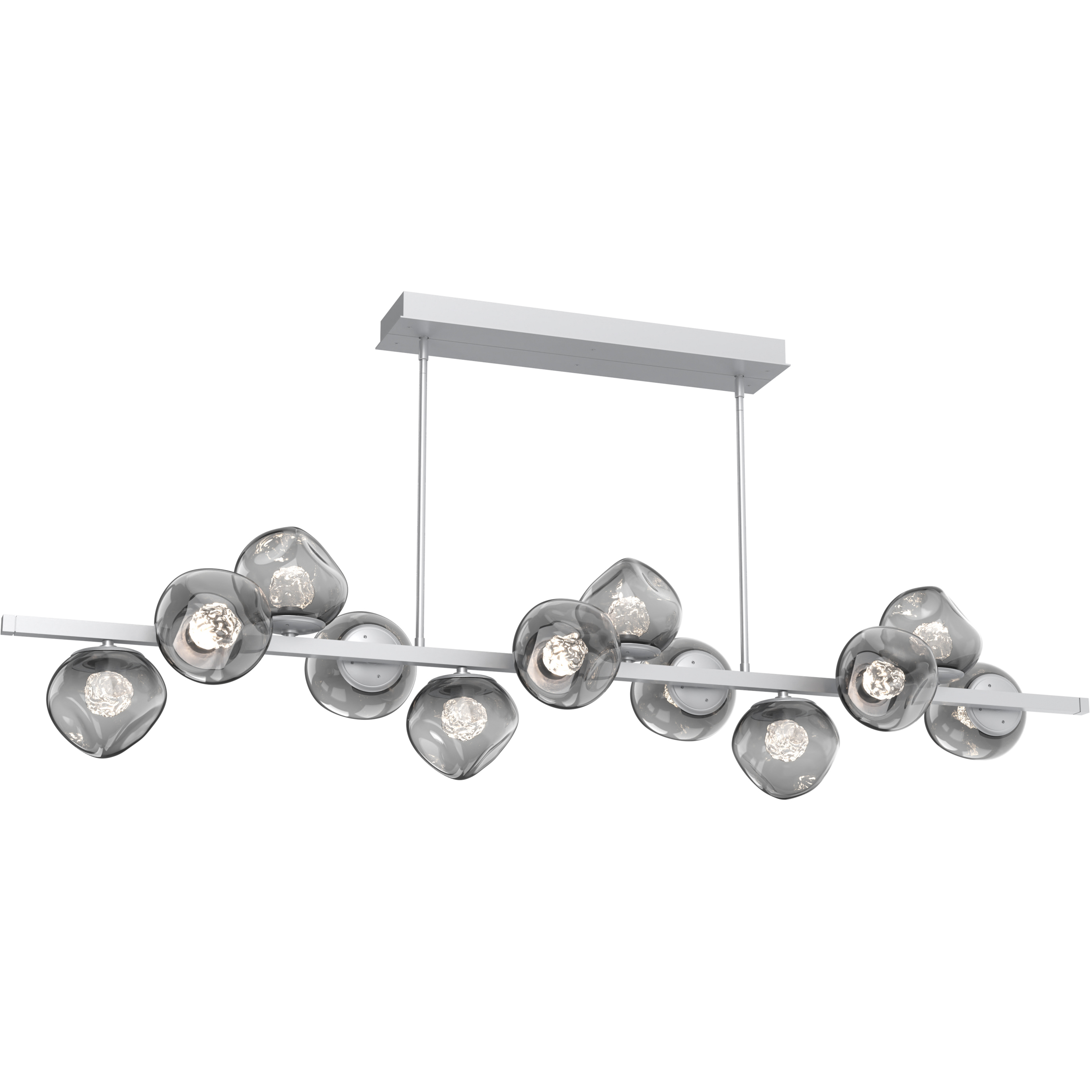Luna LED 72 inch Classic Silver Chandelier Ceiling Light in 3000K LED, Floret Inner - Smoke Outer, Twisted Branch