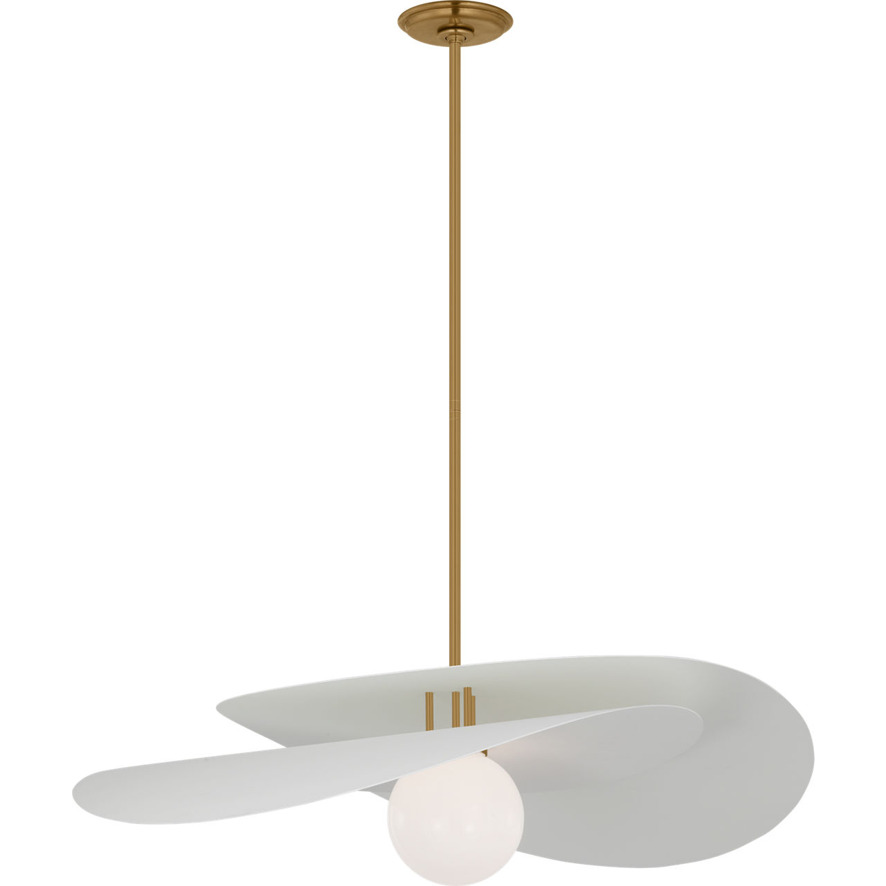 Windsor Smith Mahalo LED 32 inch Hand-Rubbed Antique Brass and Matte White Tiered Pendant Ceiling Light