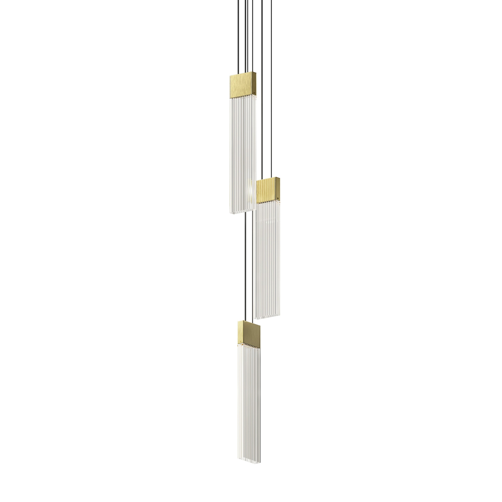 V Panels 3 Light 3.25 inch Brass Pendant Ceiling Light