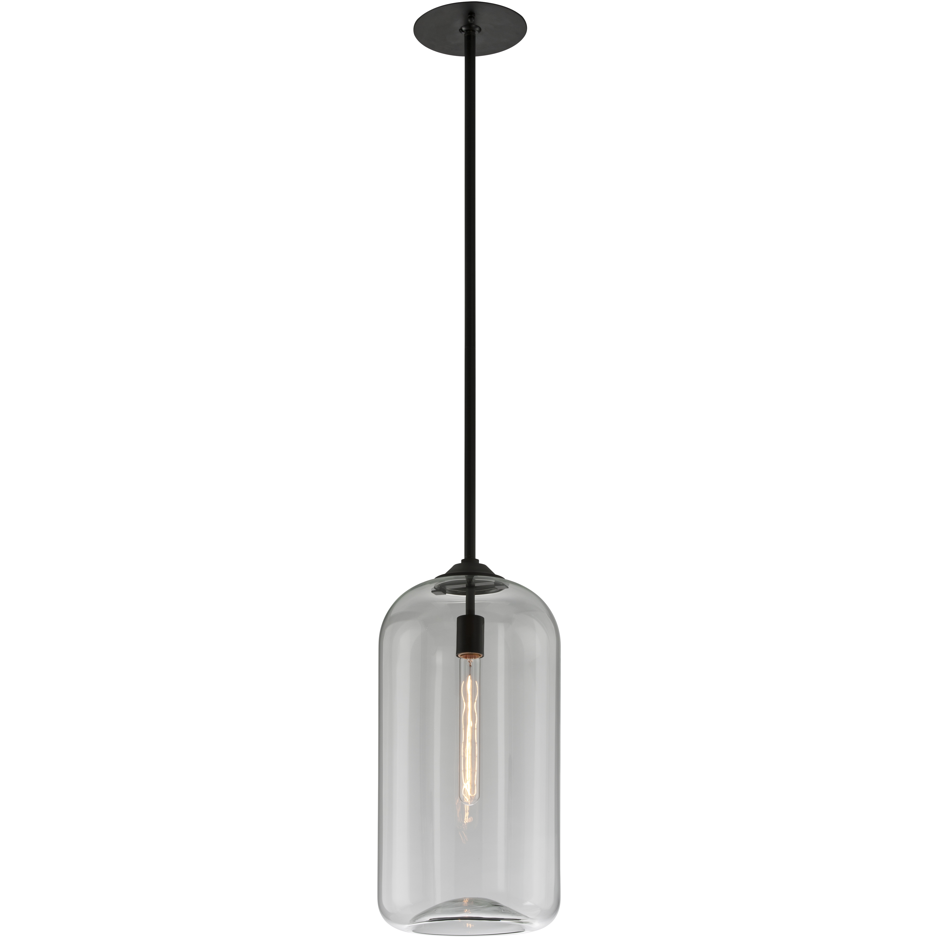 District 1 Light 10 inch Satin Black Pendant Ceiling Light, Clear Glass