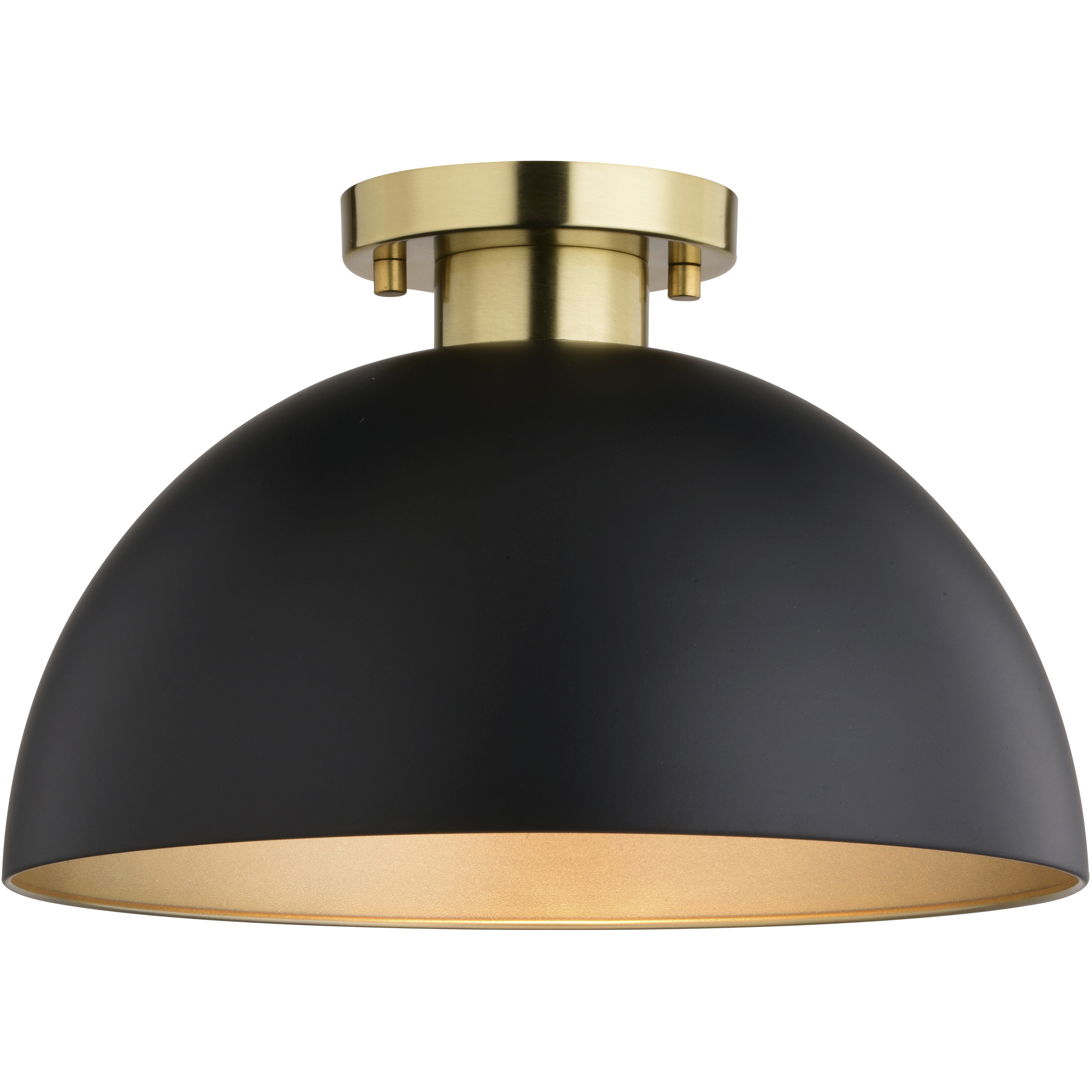 Devon LED 12.75 inch Matte Black and Satin Brass Semi-Flush Mount Ceiling Light