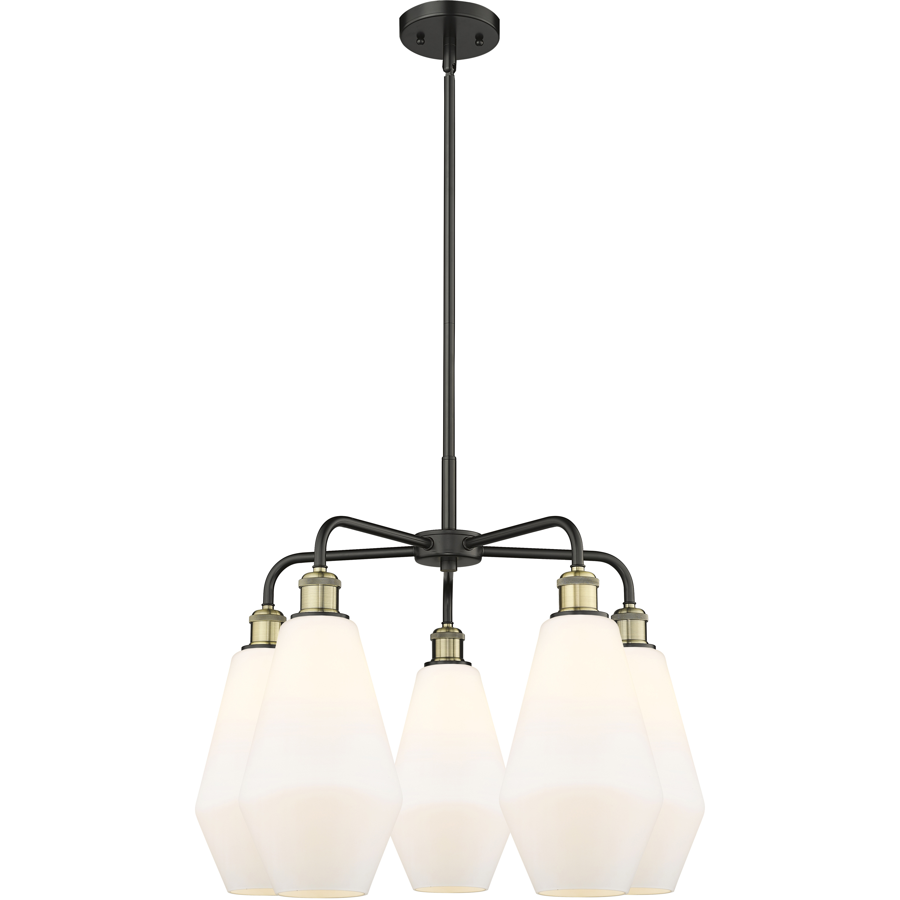 Cindyrella 5 Light 25 inch Black Antique Brass Chandelier Ceiling Light in Cased Matte White Glass