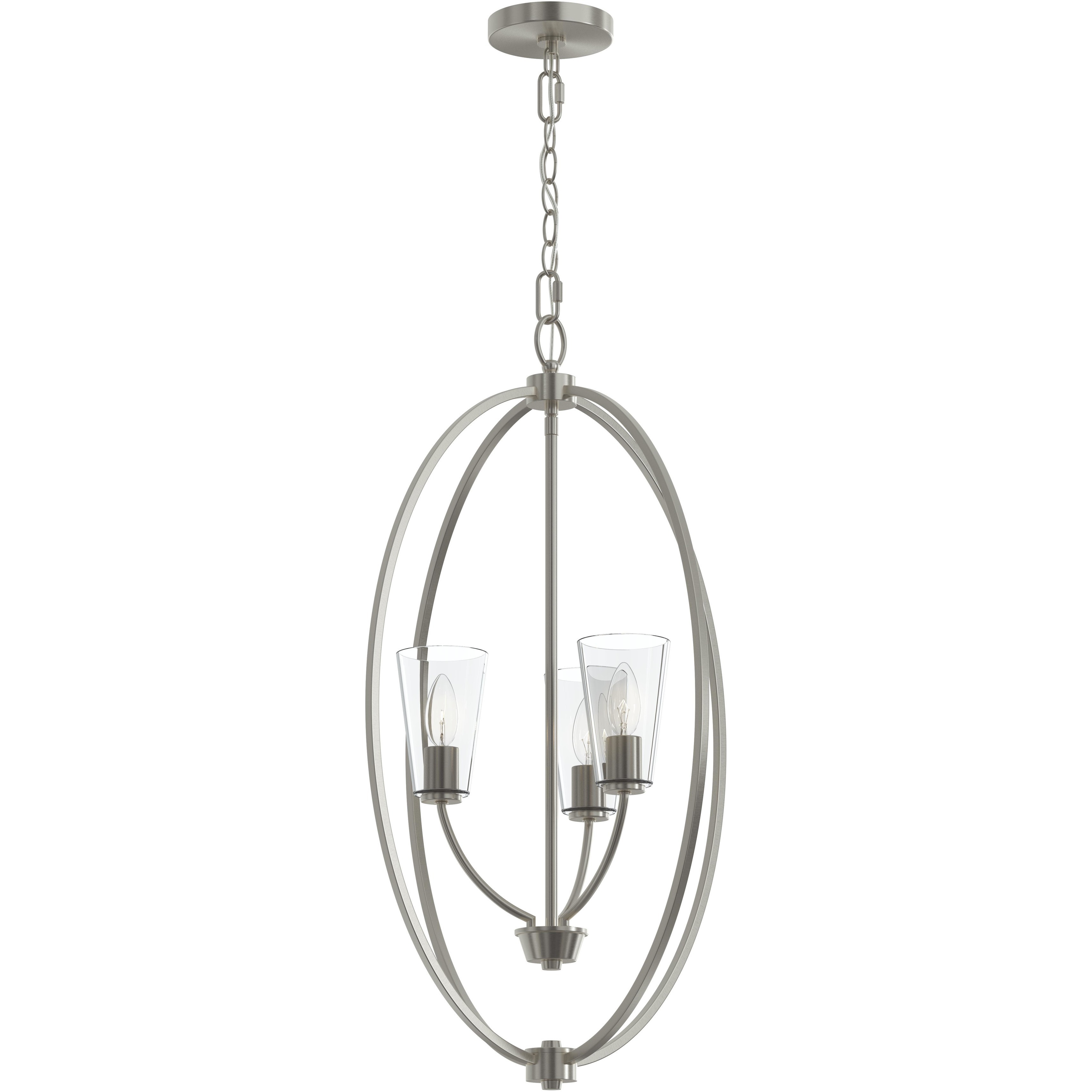 Jheni 3 Light 18 inch Brushed Nickel Foyer Pendant Ceiling Light