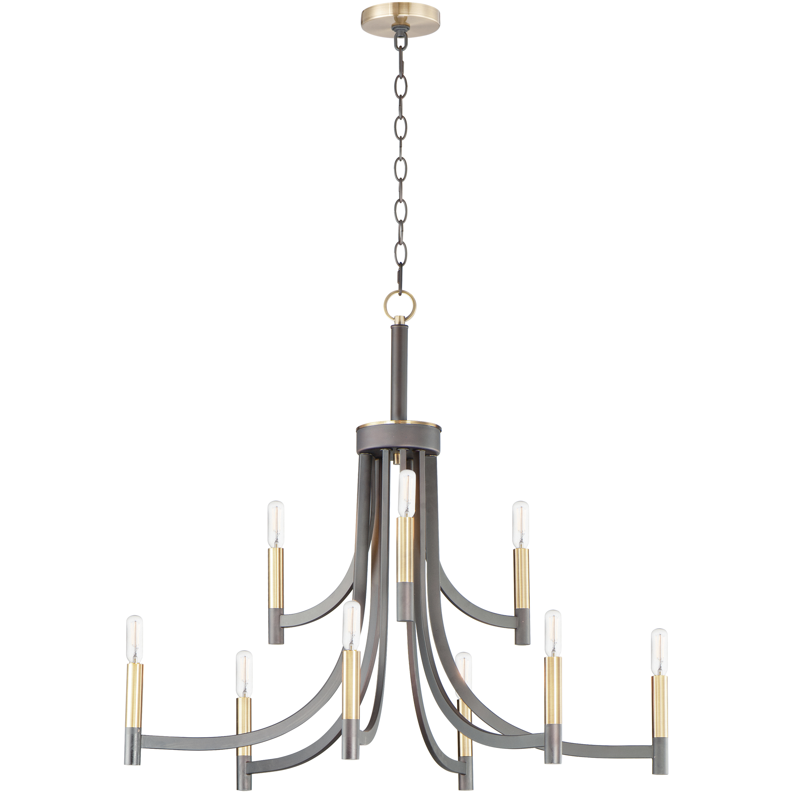Lyndon 9 Light 32 inch Bronze and Antique Brass Chandelier Ceiling Light