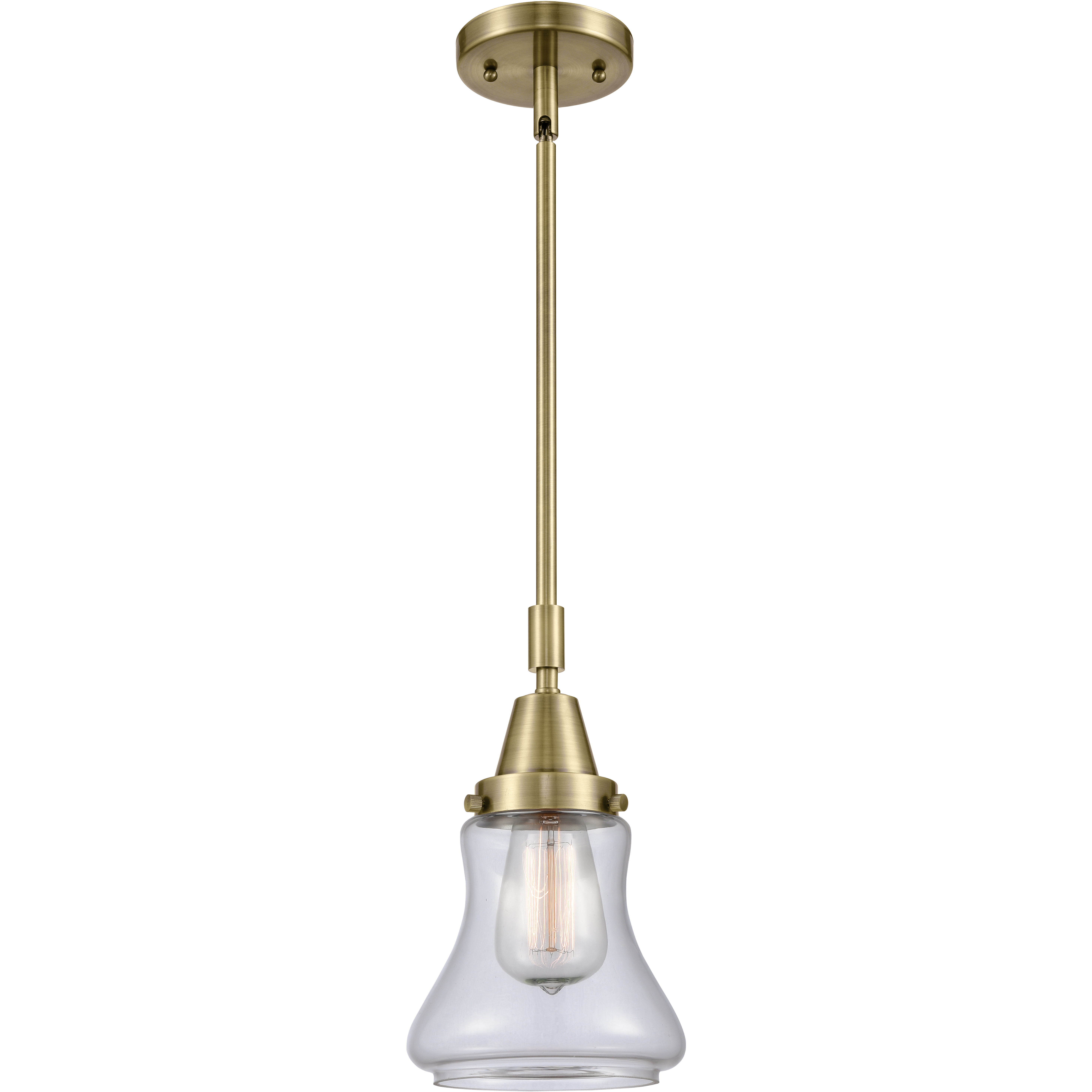 Franklin Restoration Bellmont 1 Light 7 inch Antique Brass Mini Pendant Ceiling Light in Clear Glass