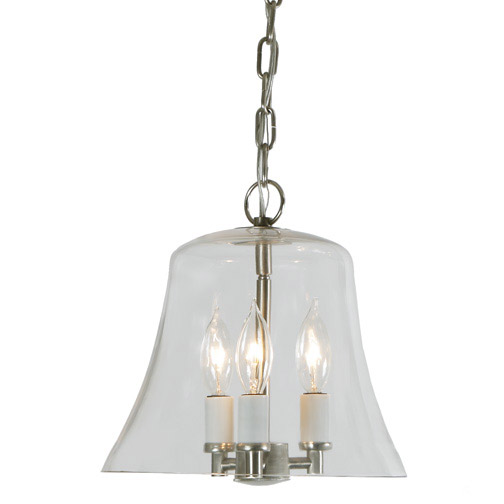 Greenwich 3 Light 10 inch Pewter Bell Jar Pendant Ceiling Light in Satin Nickel