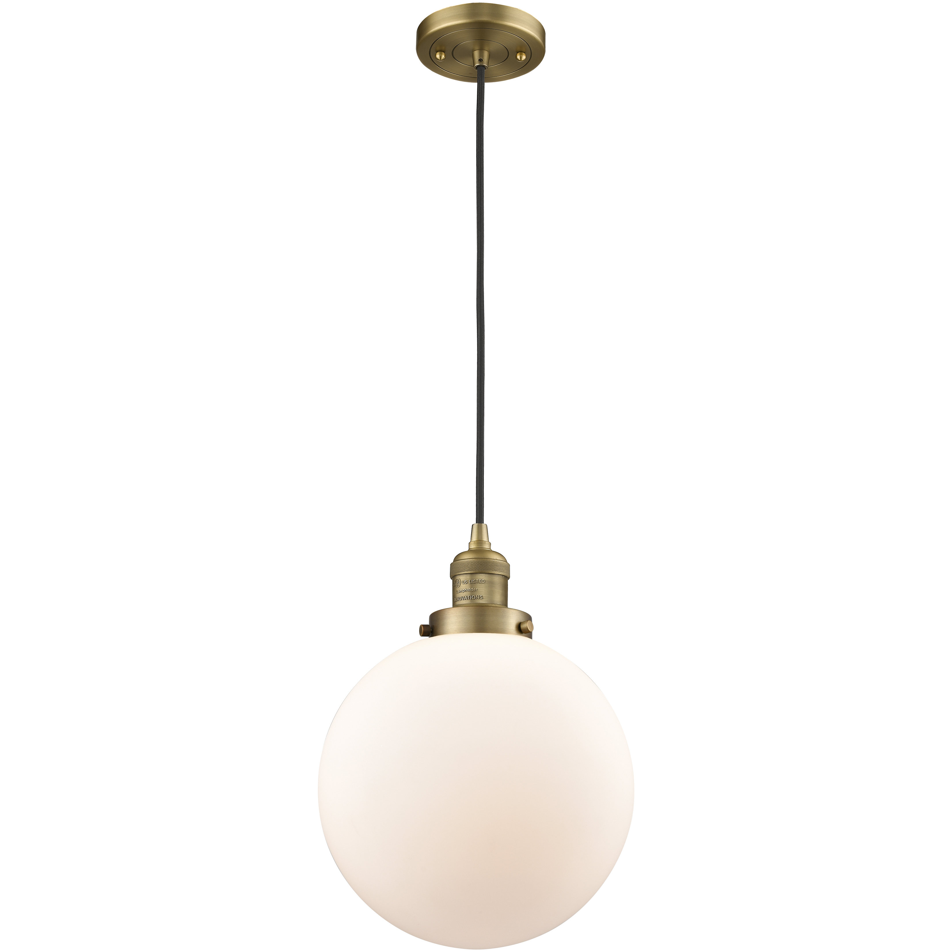 Franklin Restoration Beacon 1 Light 10 inch Brushed Brass Mini Pendant Ceiling Light in Incandescent, Matte White, Franklin Restoration