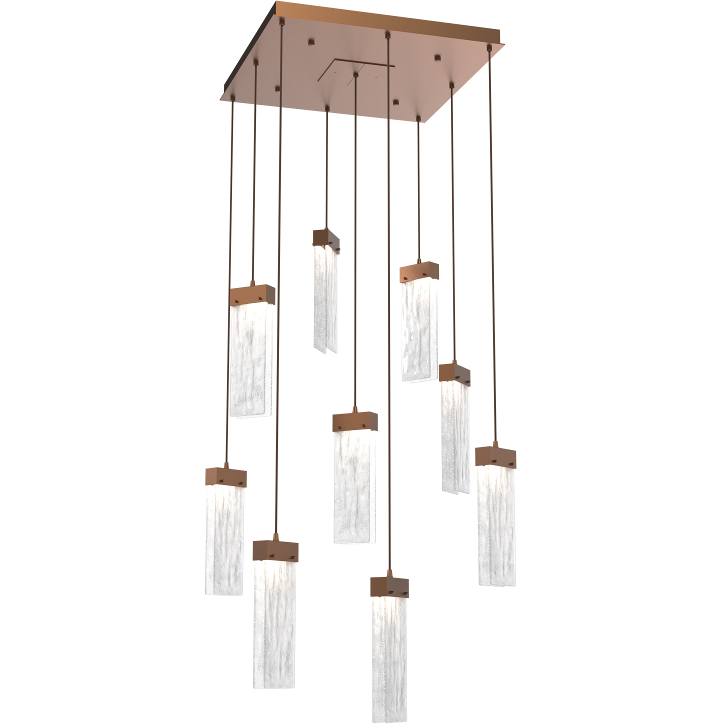 Parallel LED 26 inch Burnished Bronze Chandelier Ceiling Light in Clear Granite, 2700K LED, Square Multi-Port