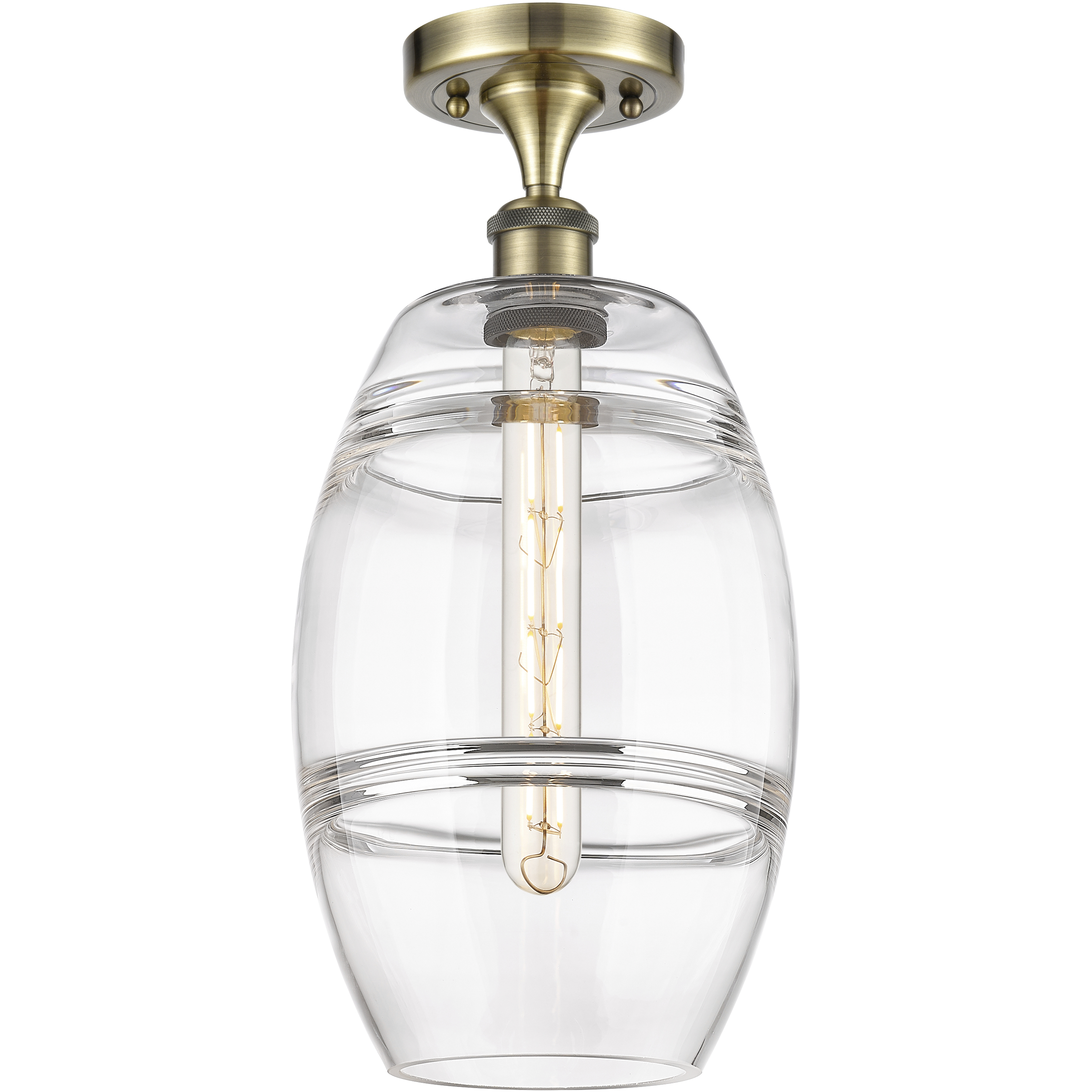 Edison Vaz 1 Light 8 inch Antique Brass Semi-Flush Mount Ceiling Light