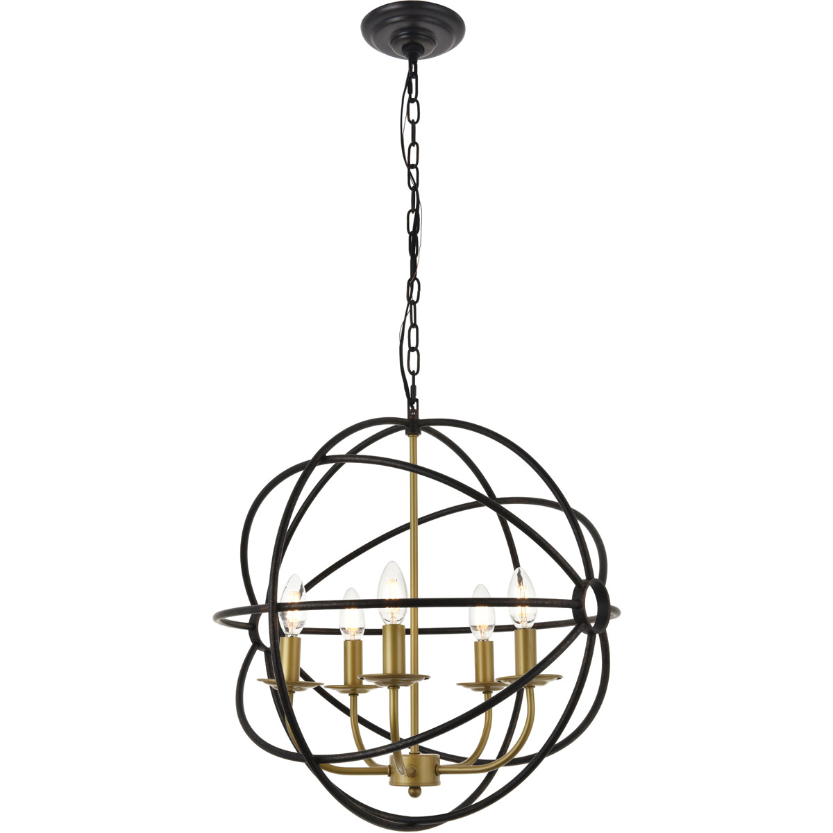 Octavia 5 Light 19.7 inch Brass and Dark Brown Pendant Ceiling Light