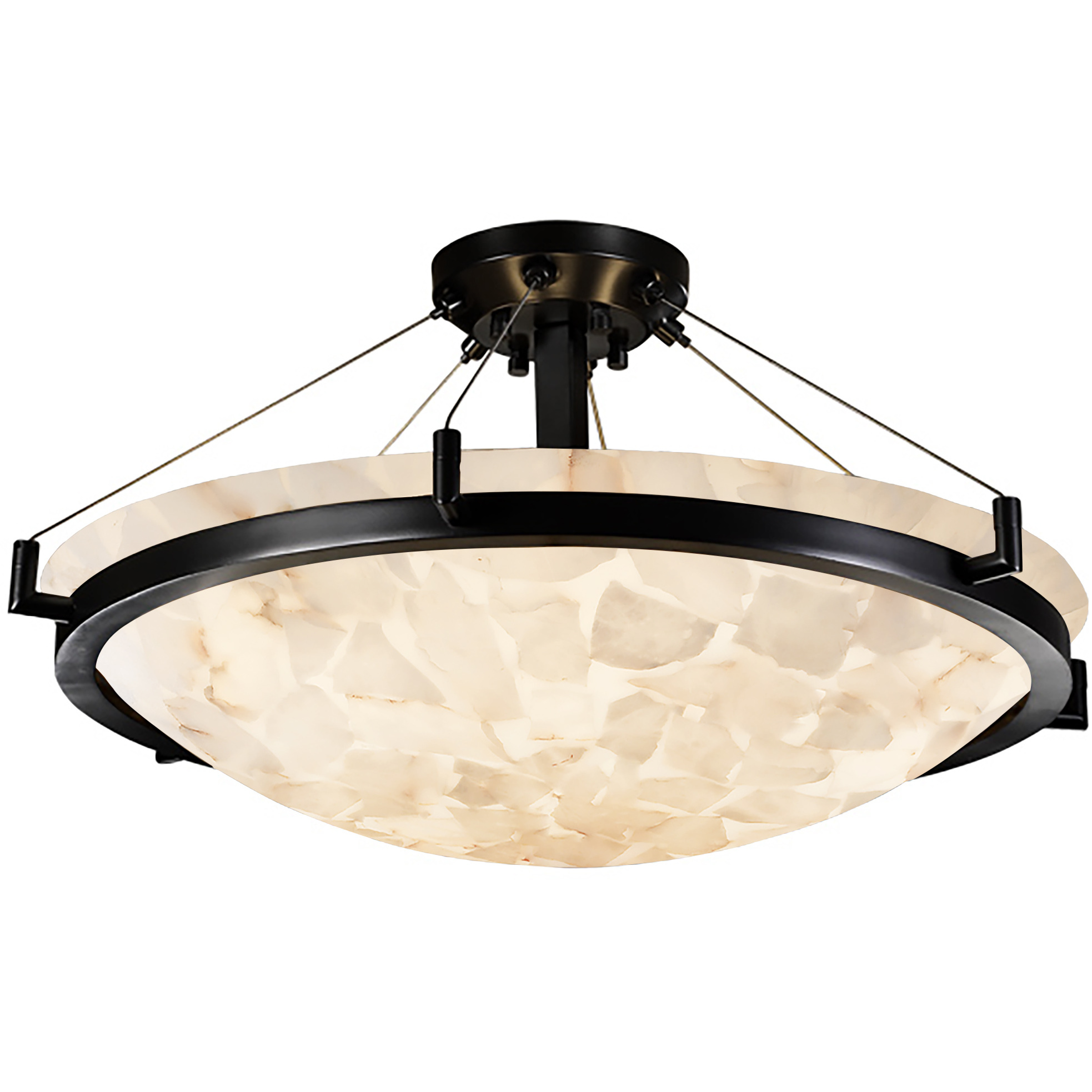 Alabaster Rocks 6 Light 27 inch Dark Bronze Semi-Flush Bowl Ceiling Light in Incandescent