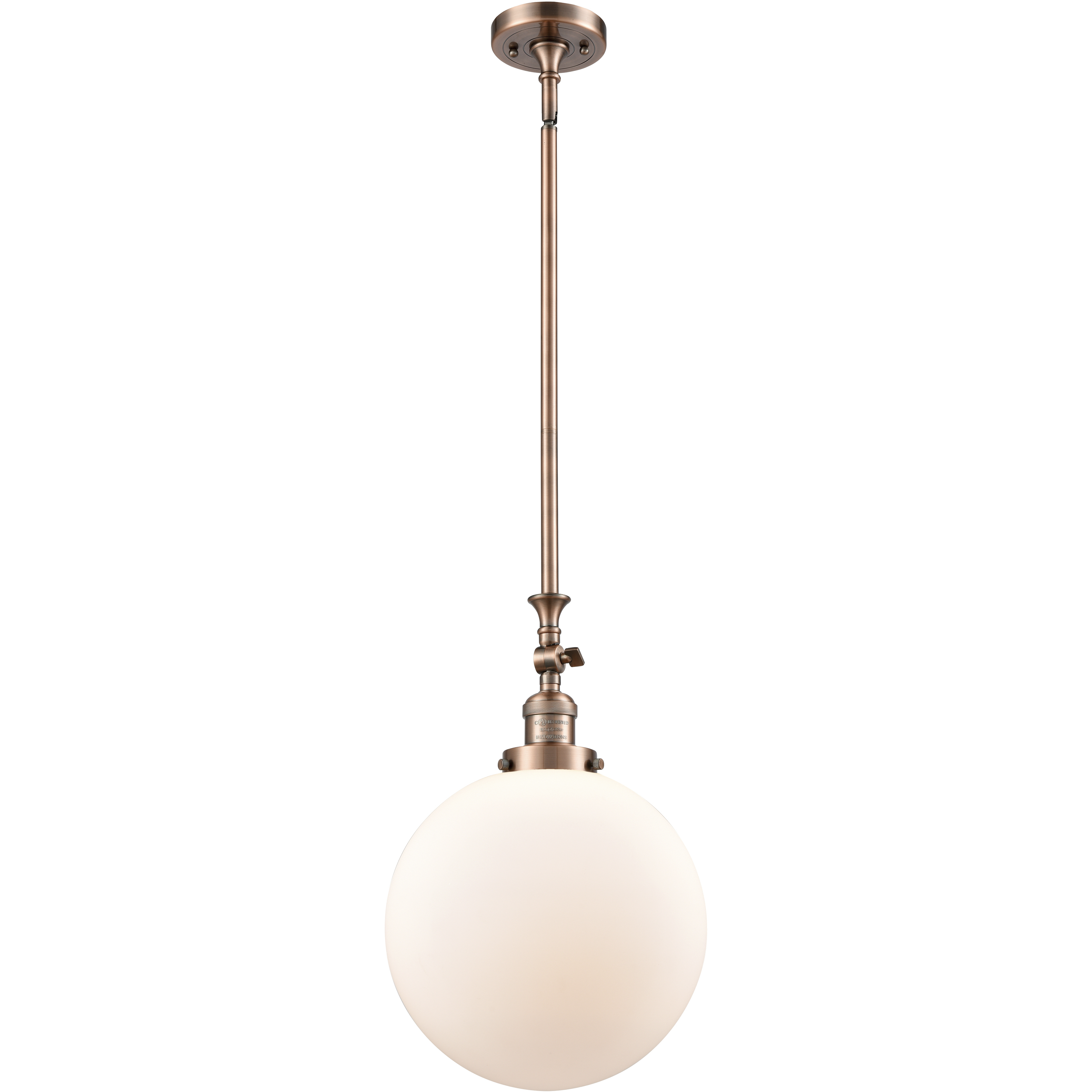 Franklin Restoration Beacon LED 12 inch Antique Copper Mini Pendant Ceiling Light in Matte White, Franklin Restoration