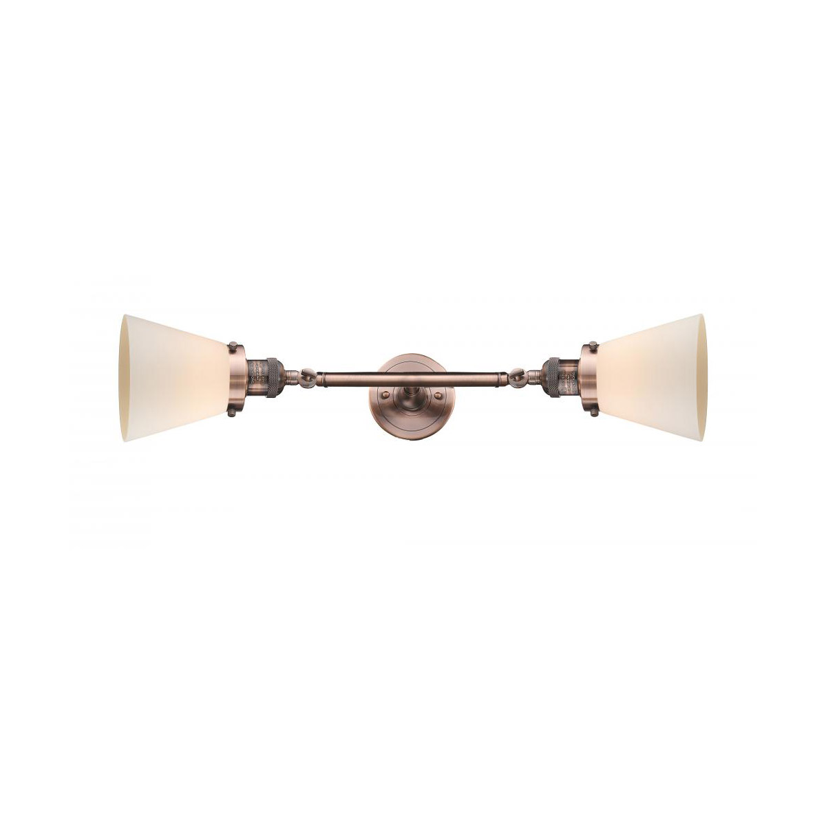 Franklin Restoration Small Cone LED 6 inch Antique Copper Bath Vanity Light Wall Light in Matte White Glass, Franklin Restoration