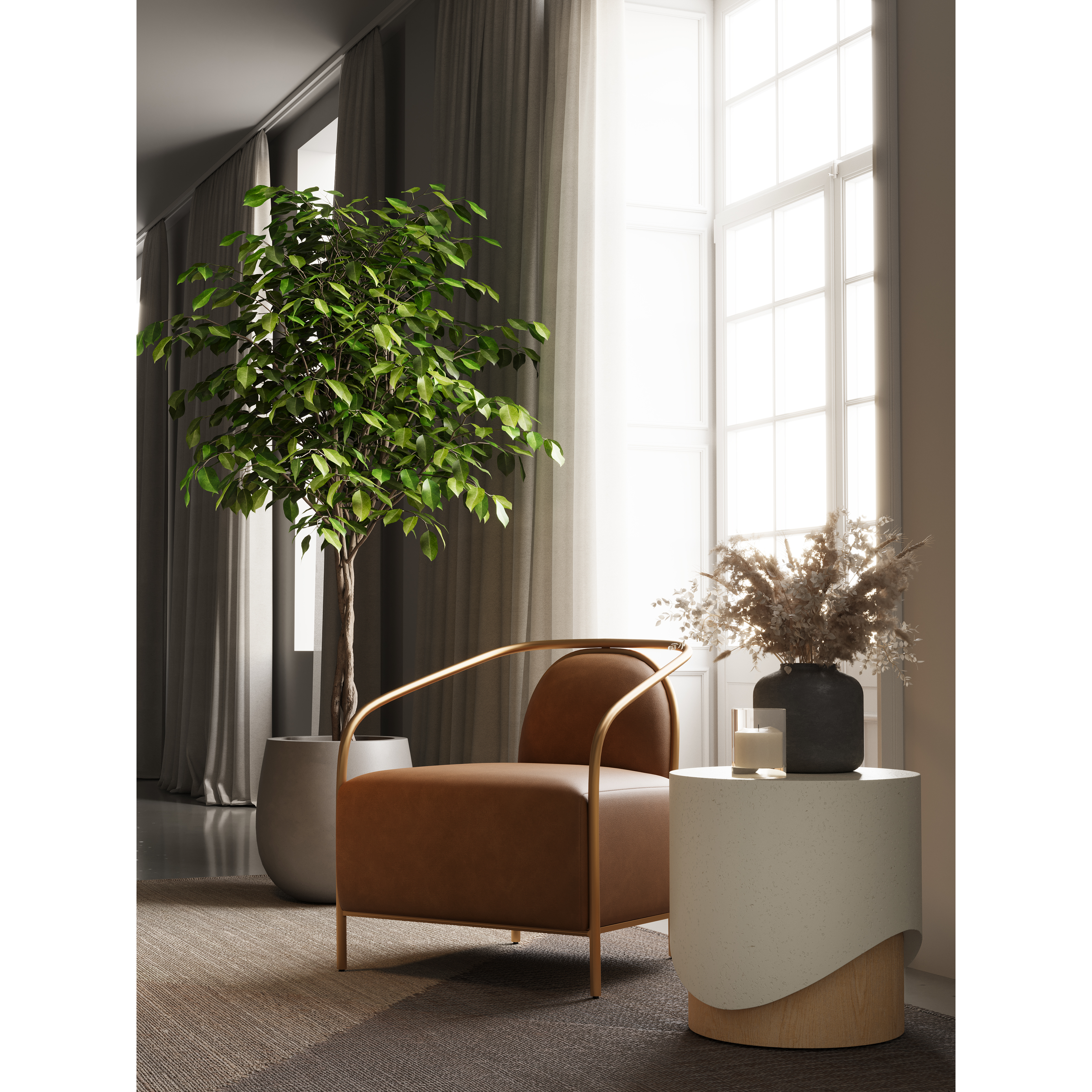 Cicero Milliken Cognac Lounge Chair