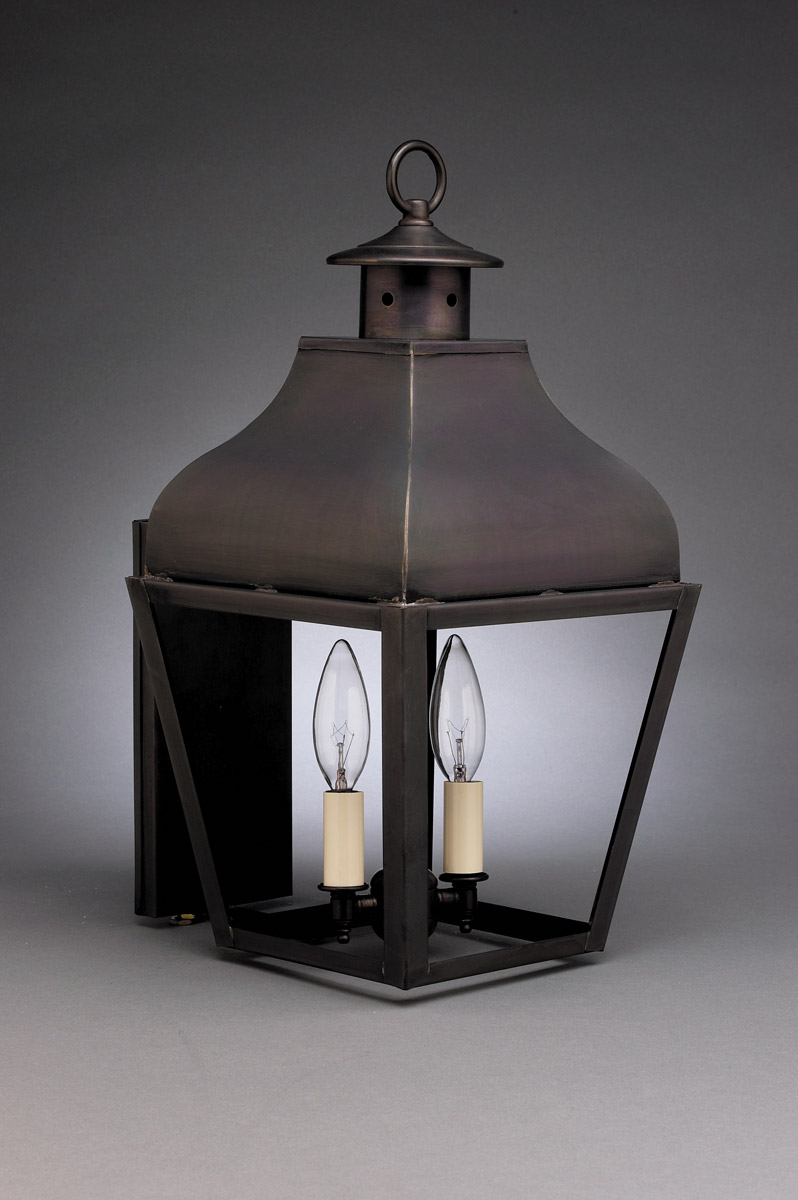 Stanfield 2 Light 18 inch Antique Copper Outdoor Wall Lantern in Clear Glass, Candelabra