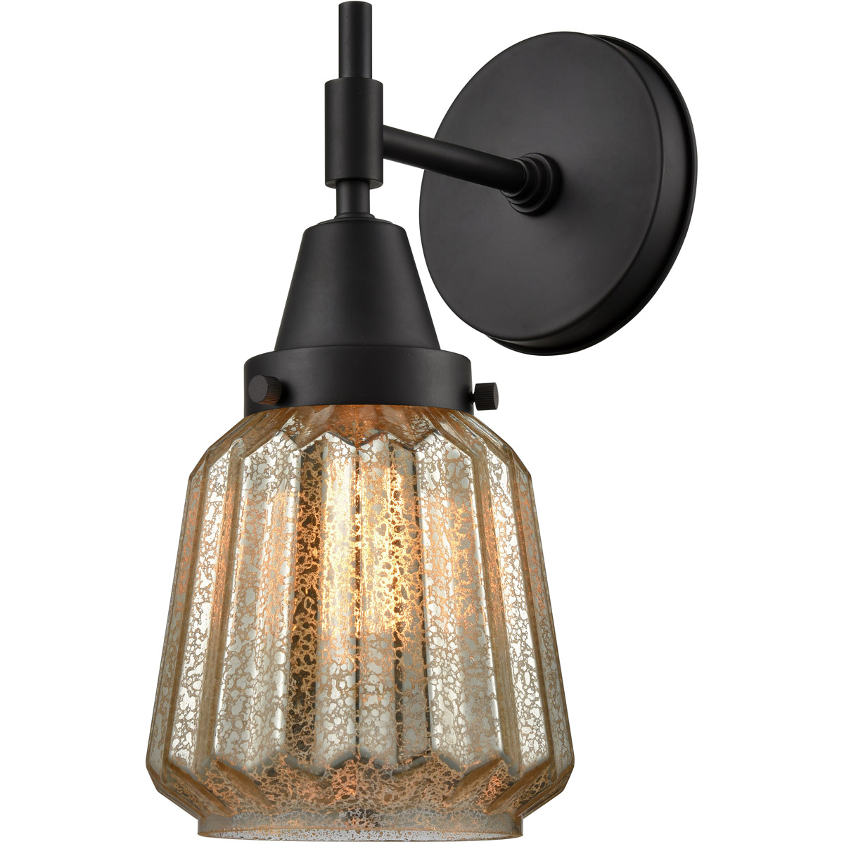 Caden 1 Light 6 inch Matte Black Sconce Wall Light in Seedy Glass