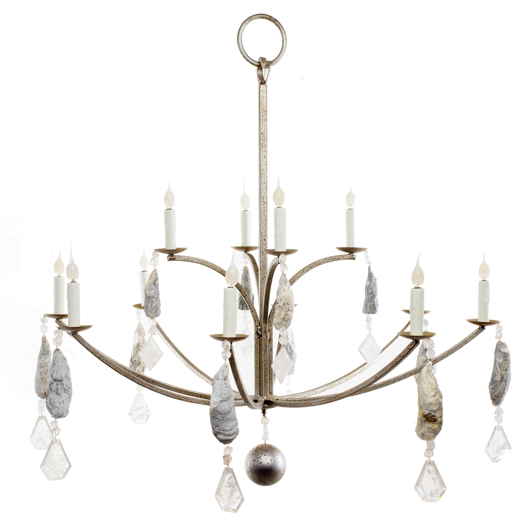 Lowcountry 10 Light Antique Platinum Chandelier Ceiling Light in Medium