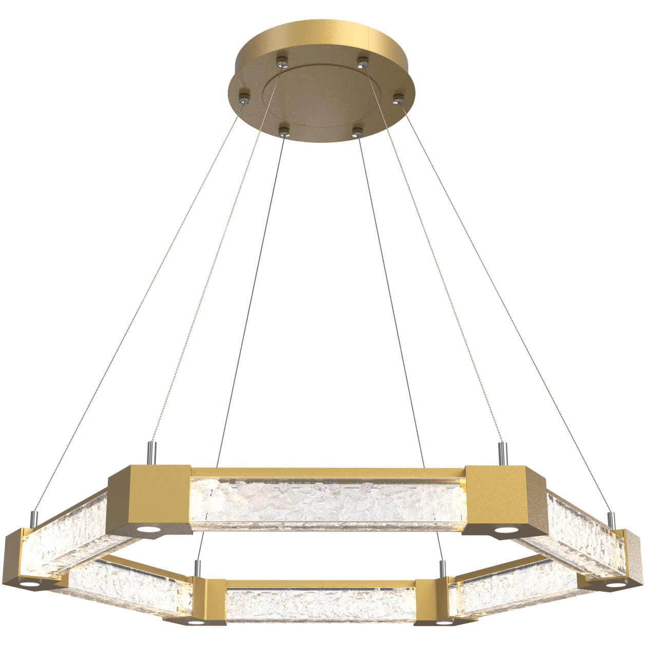 Axis LED 34.6 inch Gilded Brass Chandelier Ceiling Light in 2700K LED, Hexagonal Ring