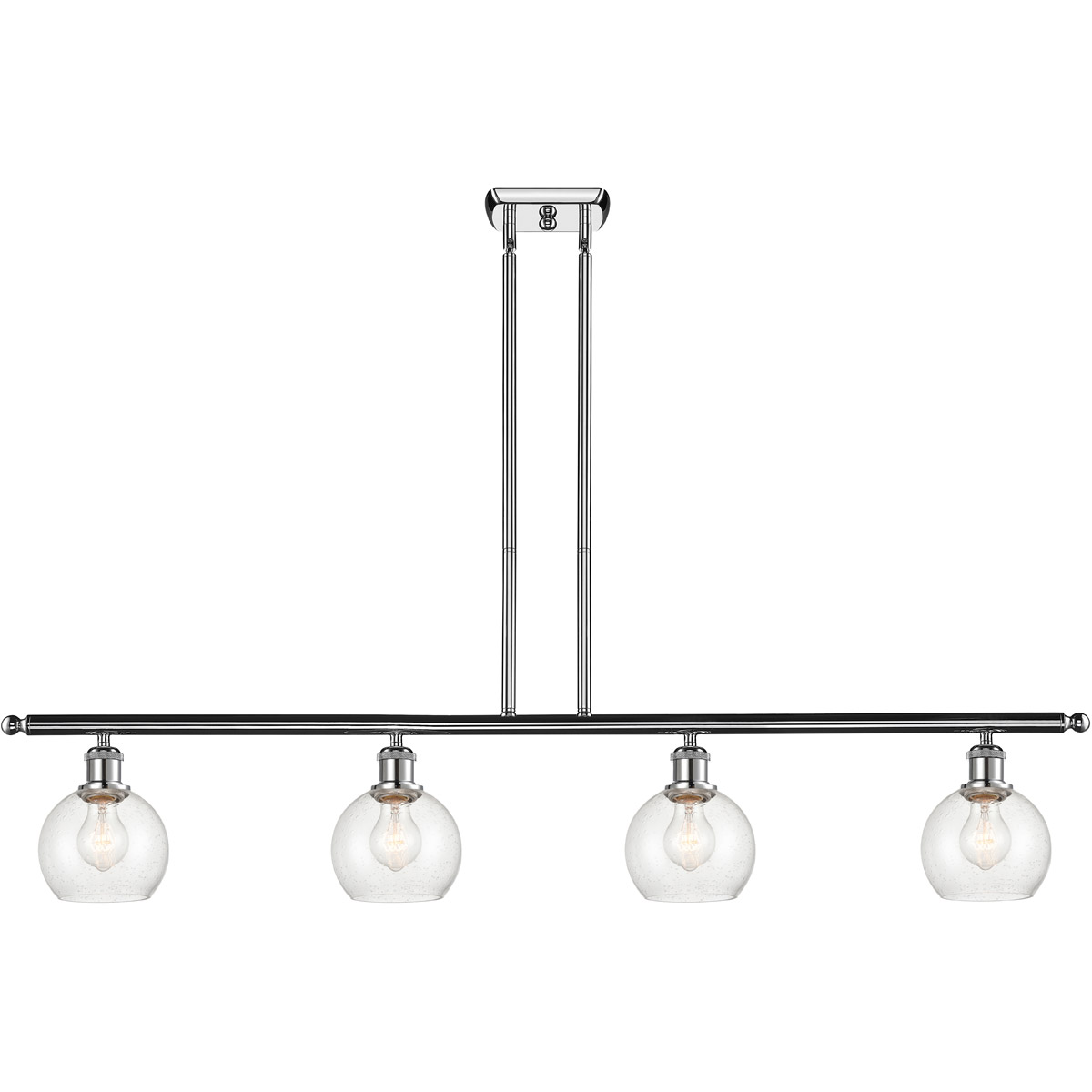 Ballston Athens 4 Light 48 inch Polished Chrome Island Light Ceiling Light in Seedy Glass