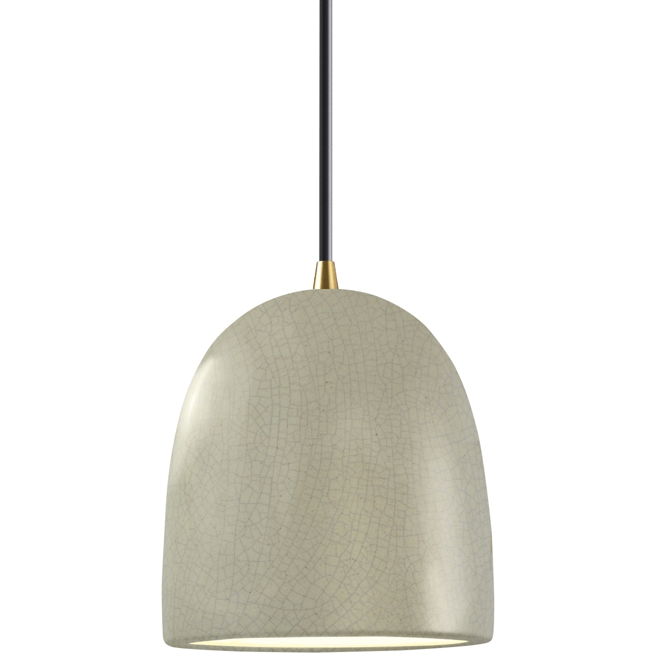 Radiance Collection - Bell Single Drop Pendant in Antique Brass, Replaceable Bulb, Celadon Green Crackle, Black, Form+Finish+Function