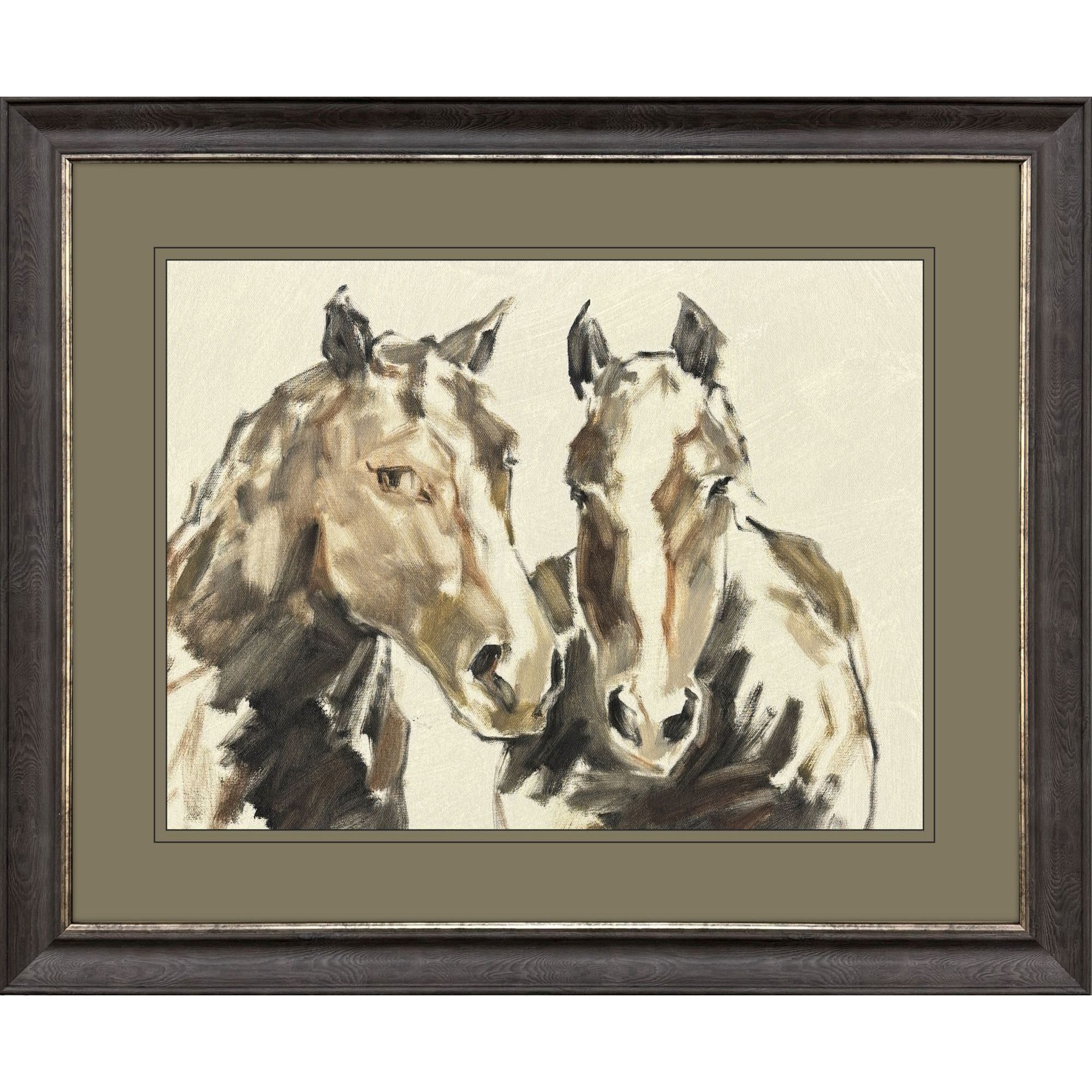 Equine Sketch Brown and Beige and Black and Rust Framed Art