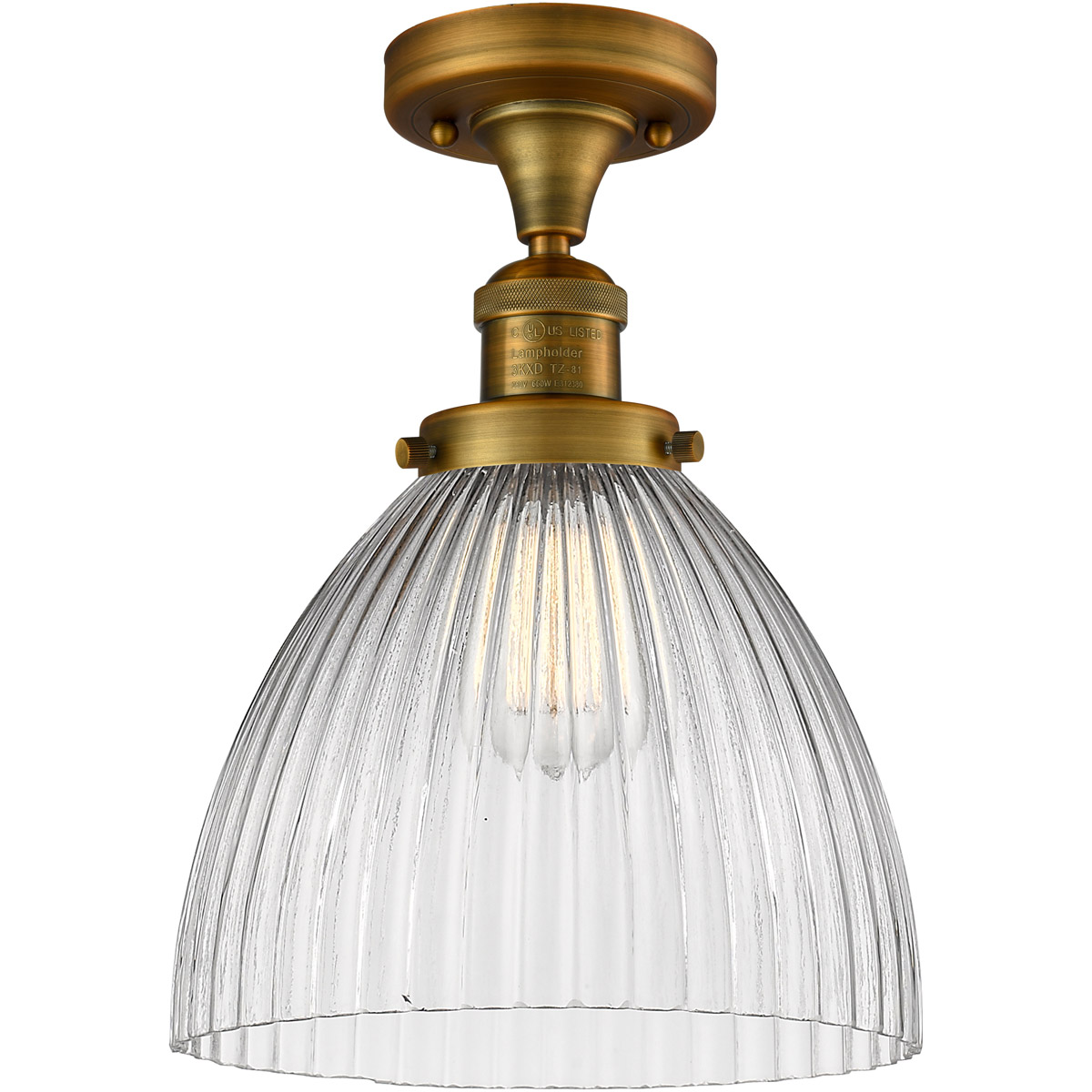 Franklin Restoration Seneca Falls LED 10 inch Brushed Brass Semi-Flush Mount Ceiling Light, Franklin Restoration