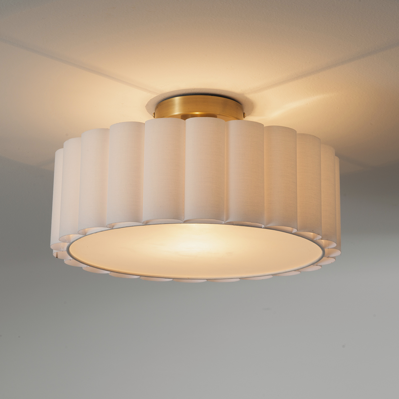 Scalloped 1 Light Weathered Brass Flush Mount Ceiling Light