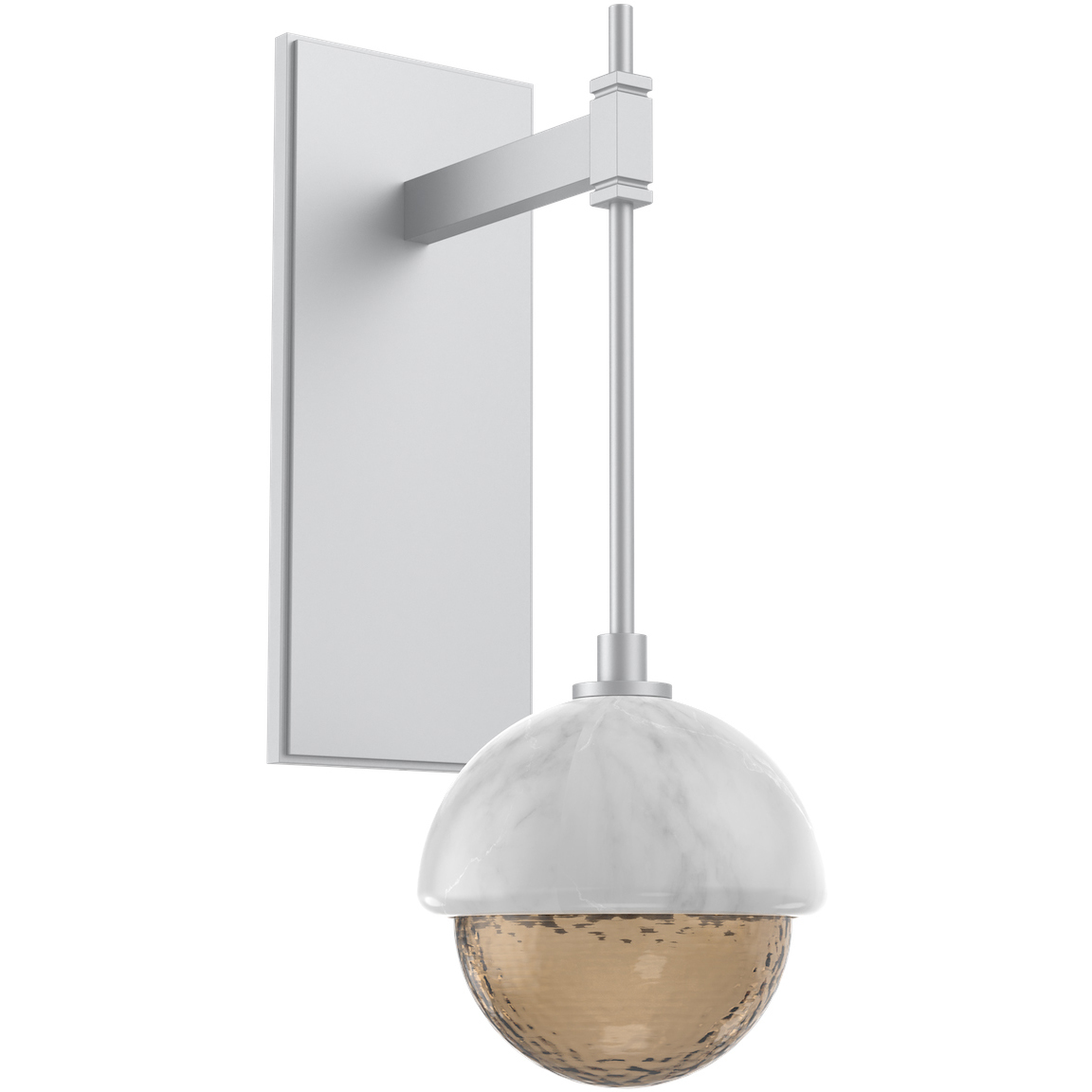 Cabochon LED 9.2 inch Classic Silver with White Marble Sconce Wall Light in Bronze, 2700K LED, Tempo