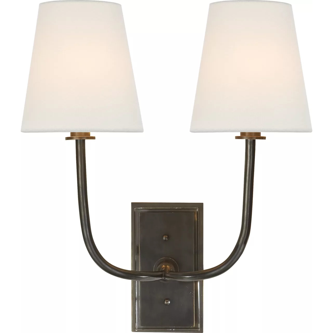 Thomas O'Brien Hulton 2 Light 14 inch Bronze Double Sconce Wall Light in Linen