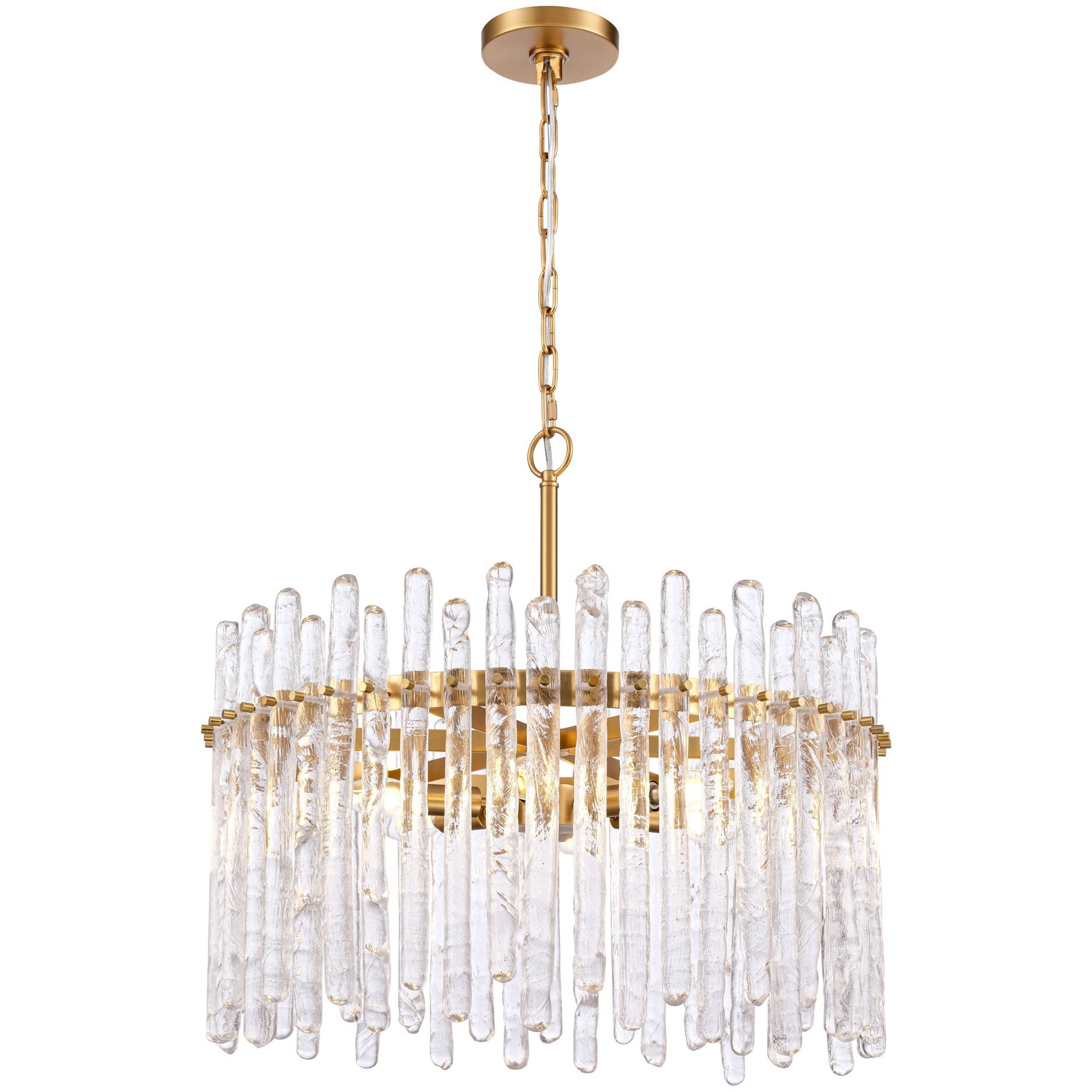 Icicles 6 Light 24 inch Natural Brass Pendant Ceiling Light, Converts to Semi Flush