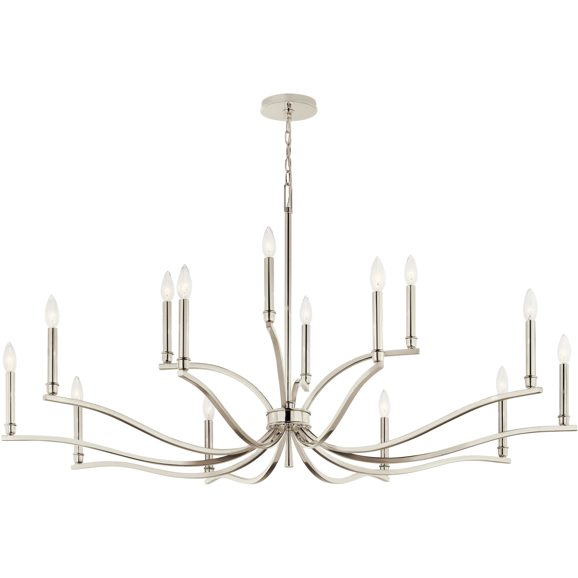 Malene 14 Light Polished Nickel Chandelier Ceiling Light, 2 Tier Large