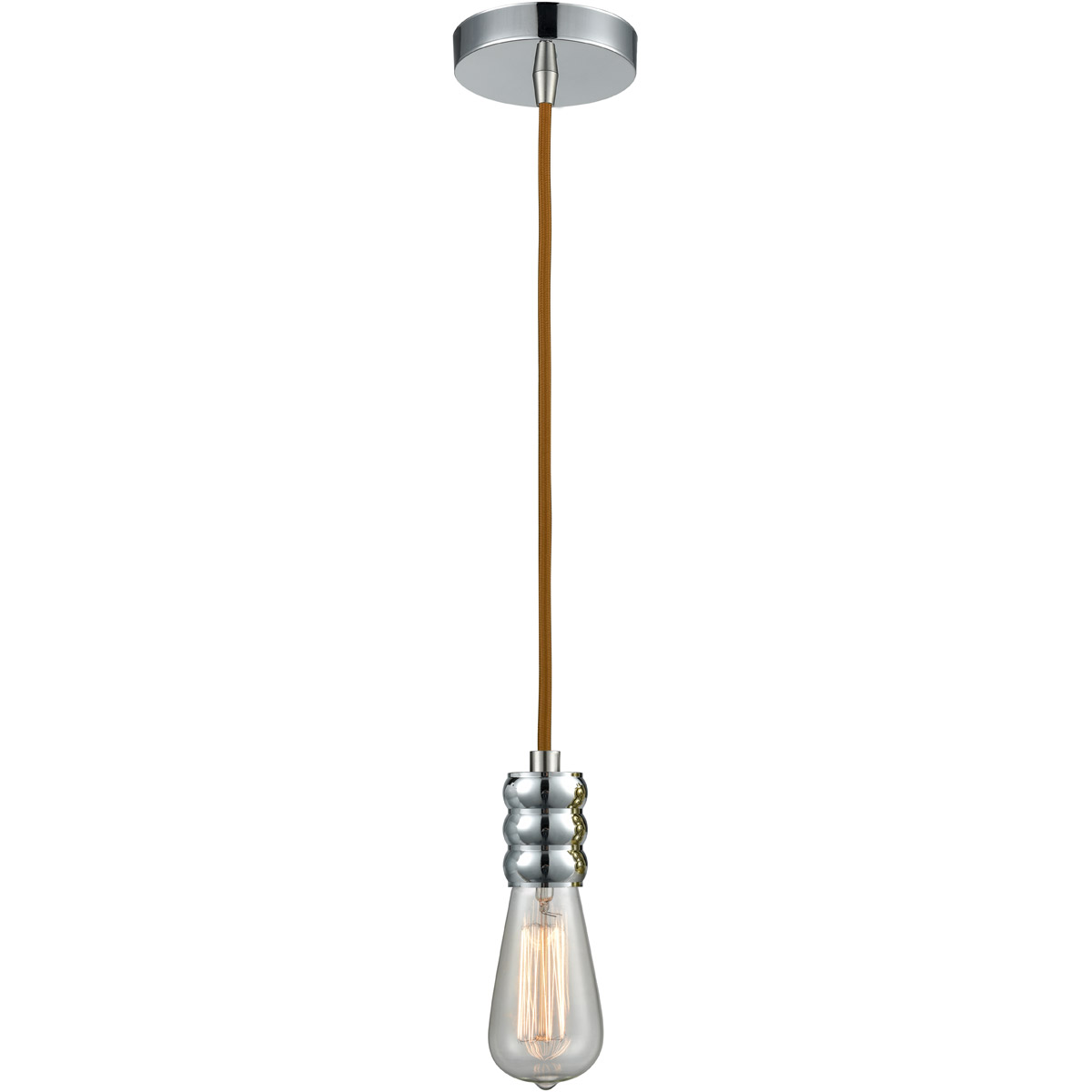 Gatsby Bare Bulb 1 Light 2 inch Polished Chrome Mini Pendant Ceiling Light in Copper, Gatsby