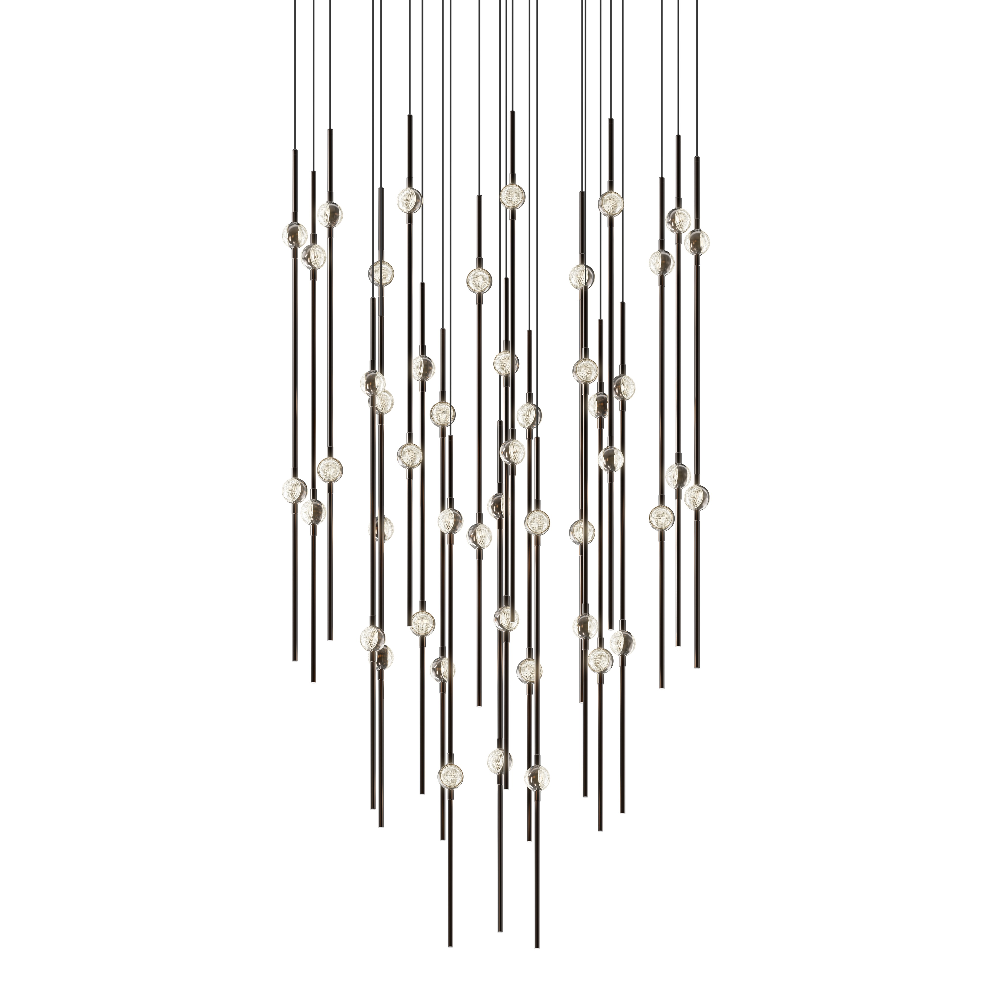 Constellation Aries LED 24.75 inch Espresso Black Pendant Ceiling Light in 20 ft. Cord, 2200K, Clear Faceted Acrylic