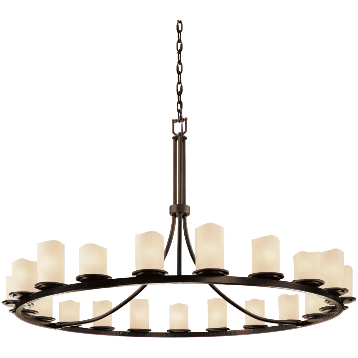Candlearia LED 60 inch Dark Bronze Chandelier Ceiling Light in Cream (CandleAria), Cylinder with Melted Rim, 14700 Lm LED