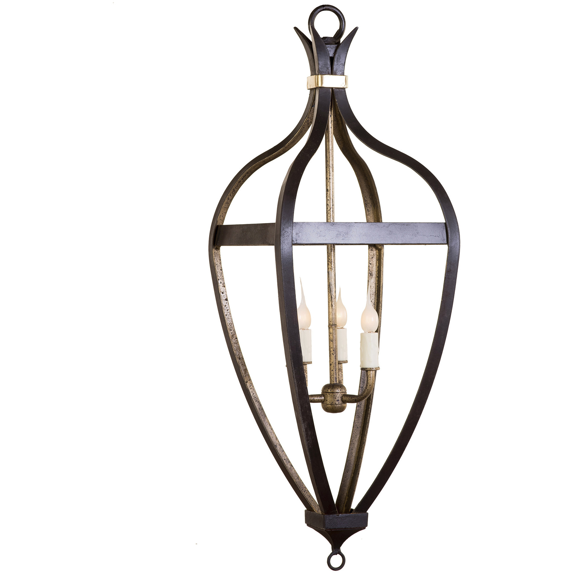 Hill Country 3 Light Matte Black and Old Gold Pendant Ceiling Light