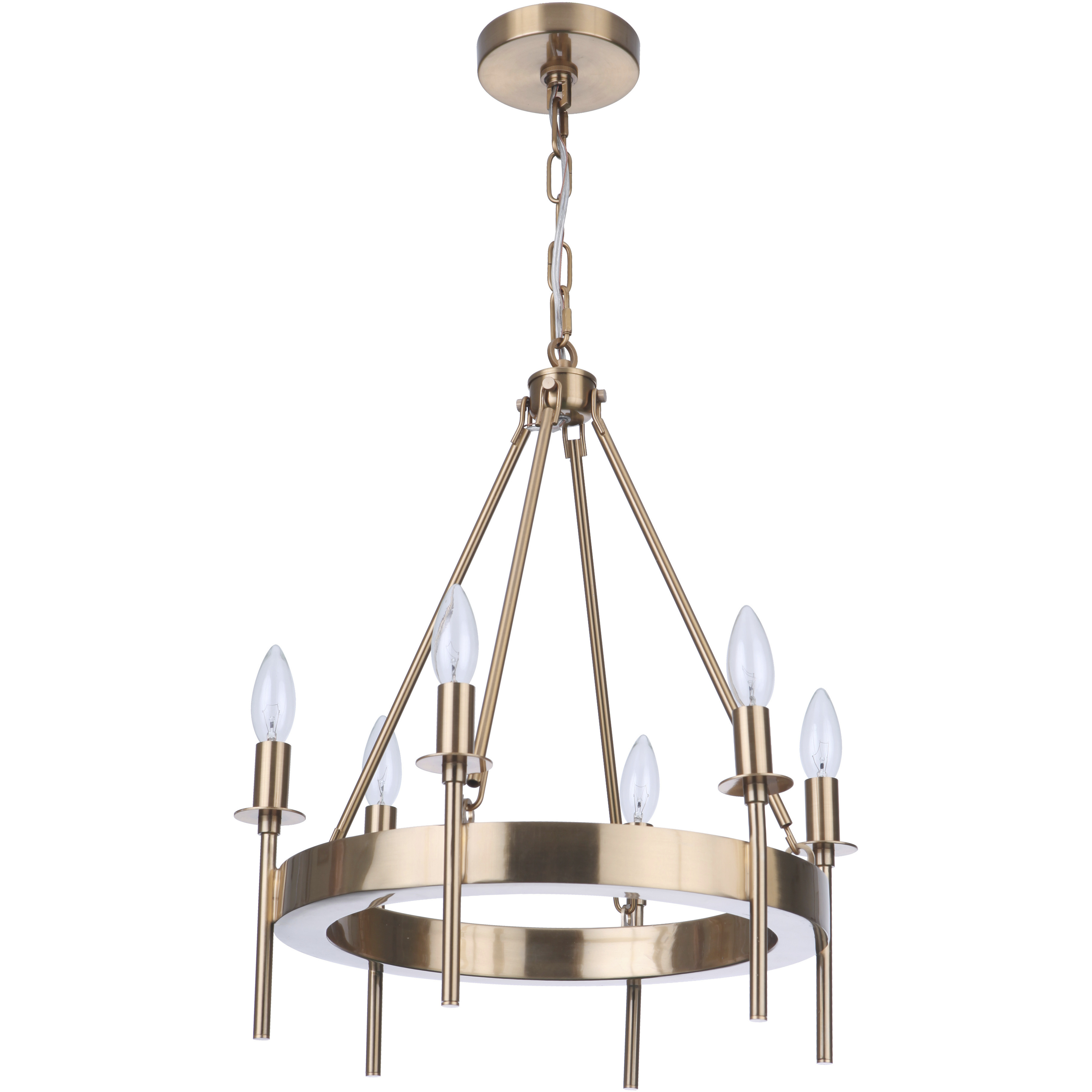 Larrson 6 Light 17.75 inch Satin Brass Chandelier Ceiling Light