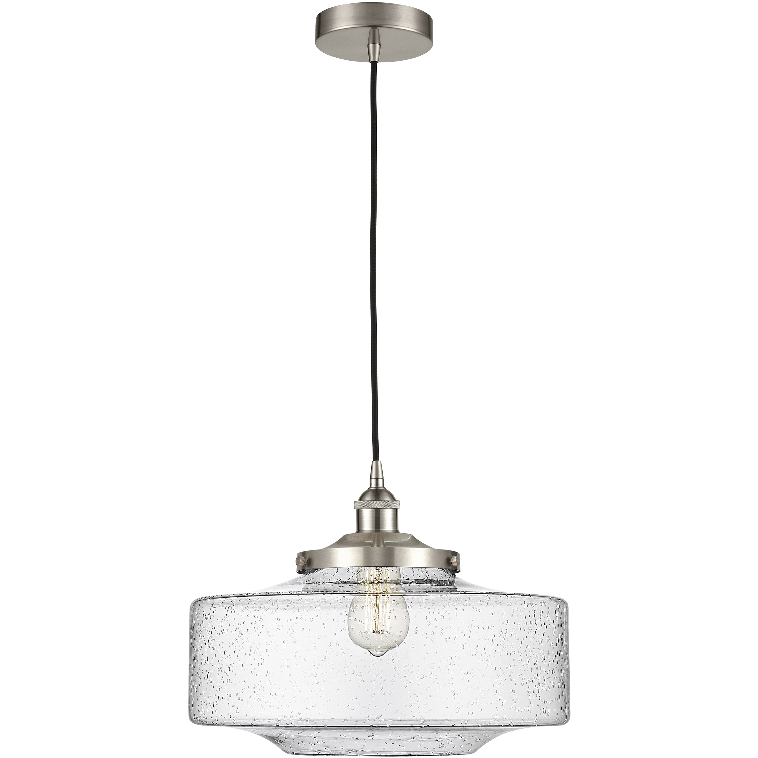 Bridgeton 1 Light 16 inch Brushed Satin Nickel Mini Pendant Ceiling Light in Seedy Glass
