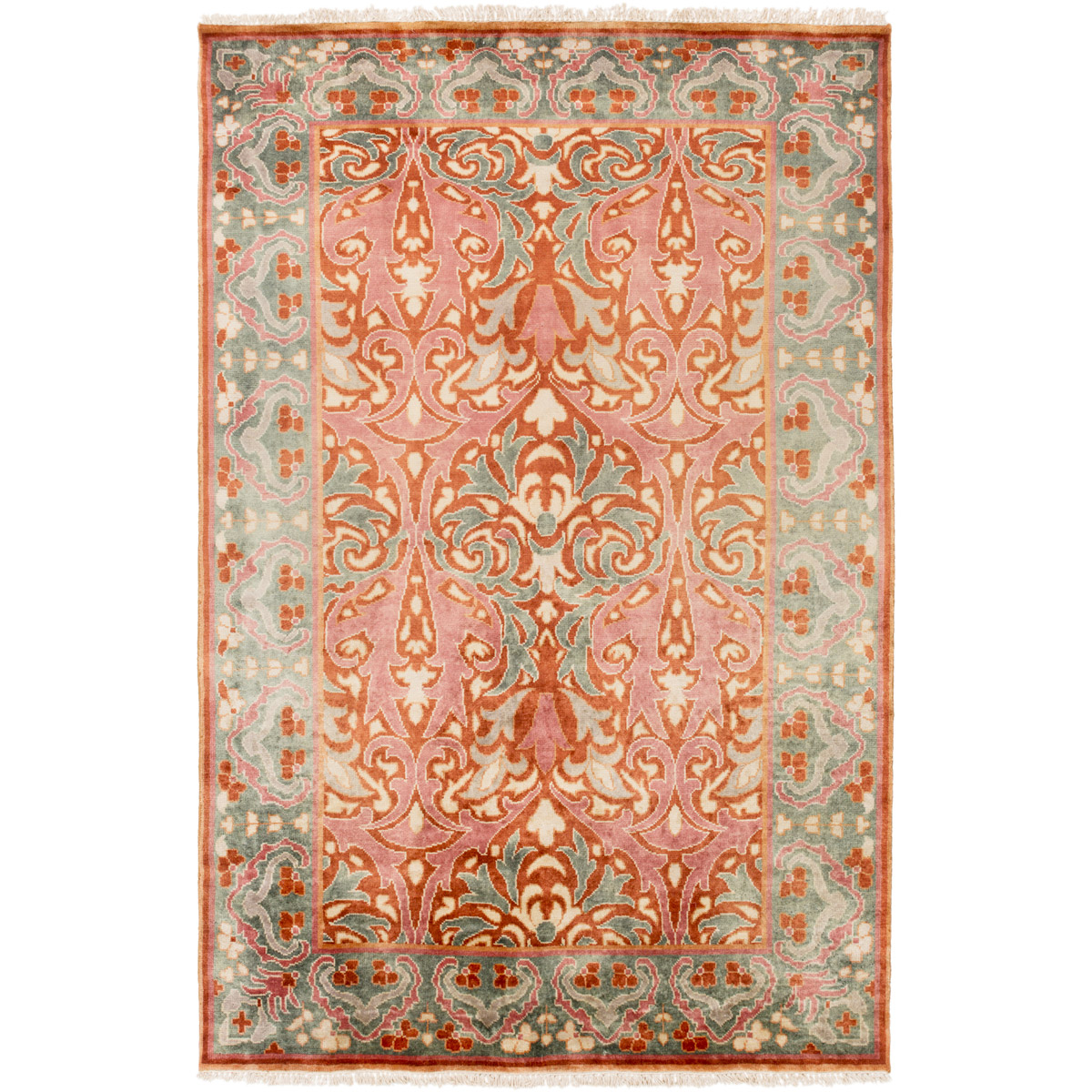 Uncharted 96 X 60 inch Burnt Orange, Sage, Bright Pink Rug