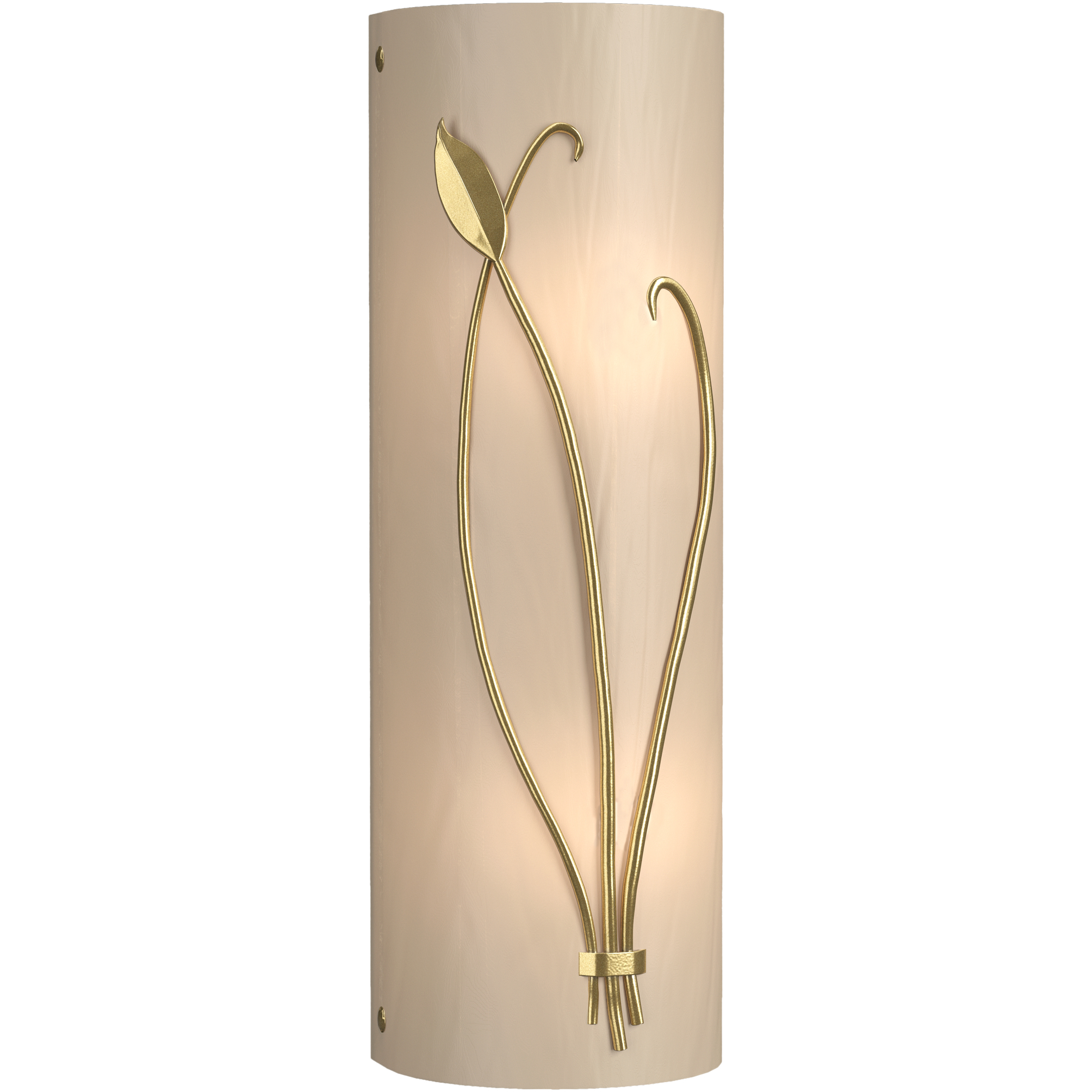Forged Leaf and Stem 2 Light 5.5 inch Modern Brass Sconce Wall Light in White Art, Right