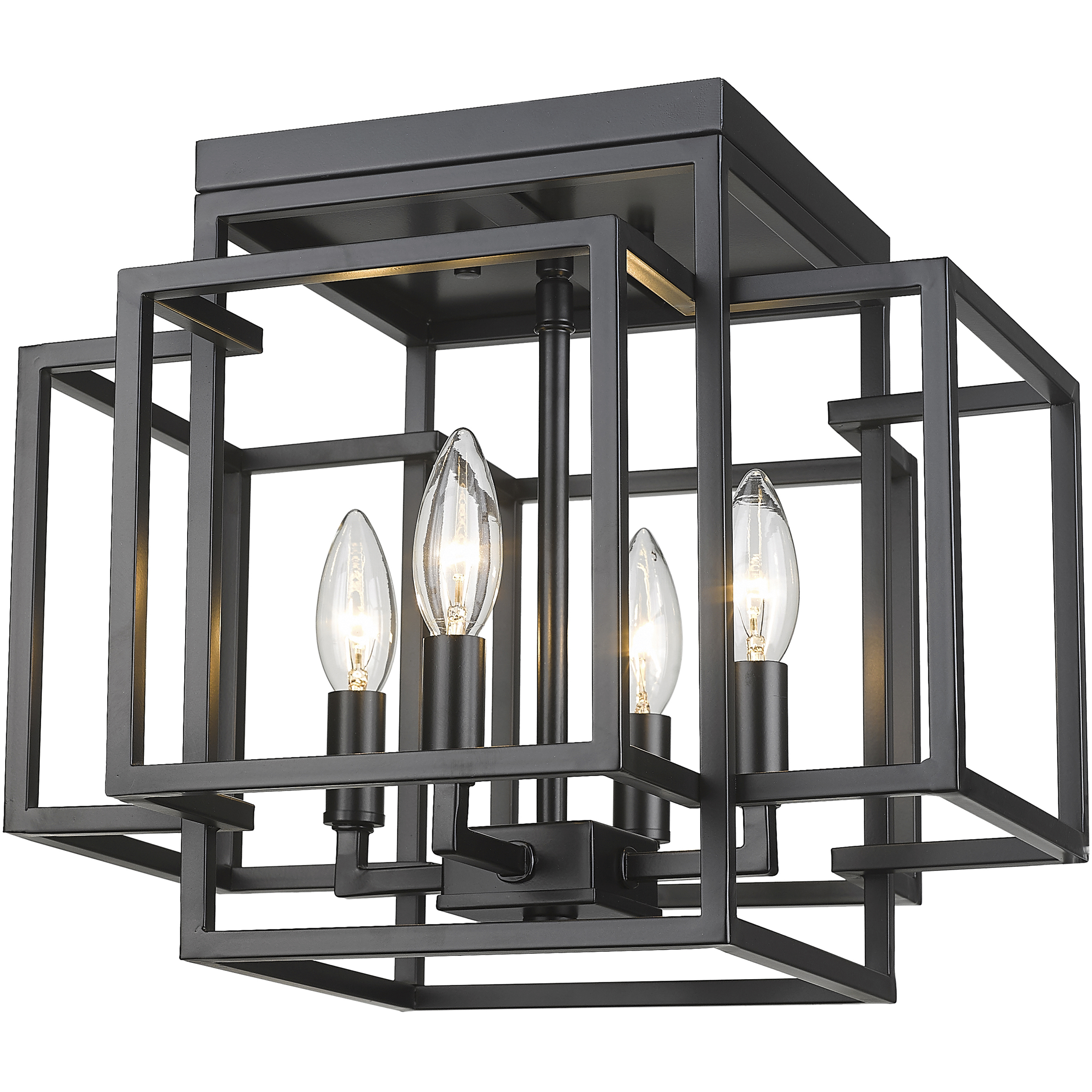 Titania 4 Light 14 inch Matte Black Flush Mount Ceiling Light in 6