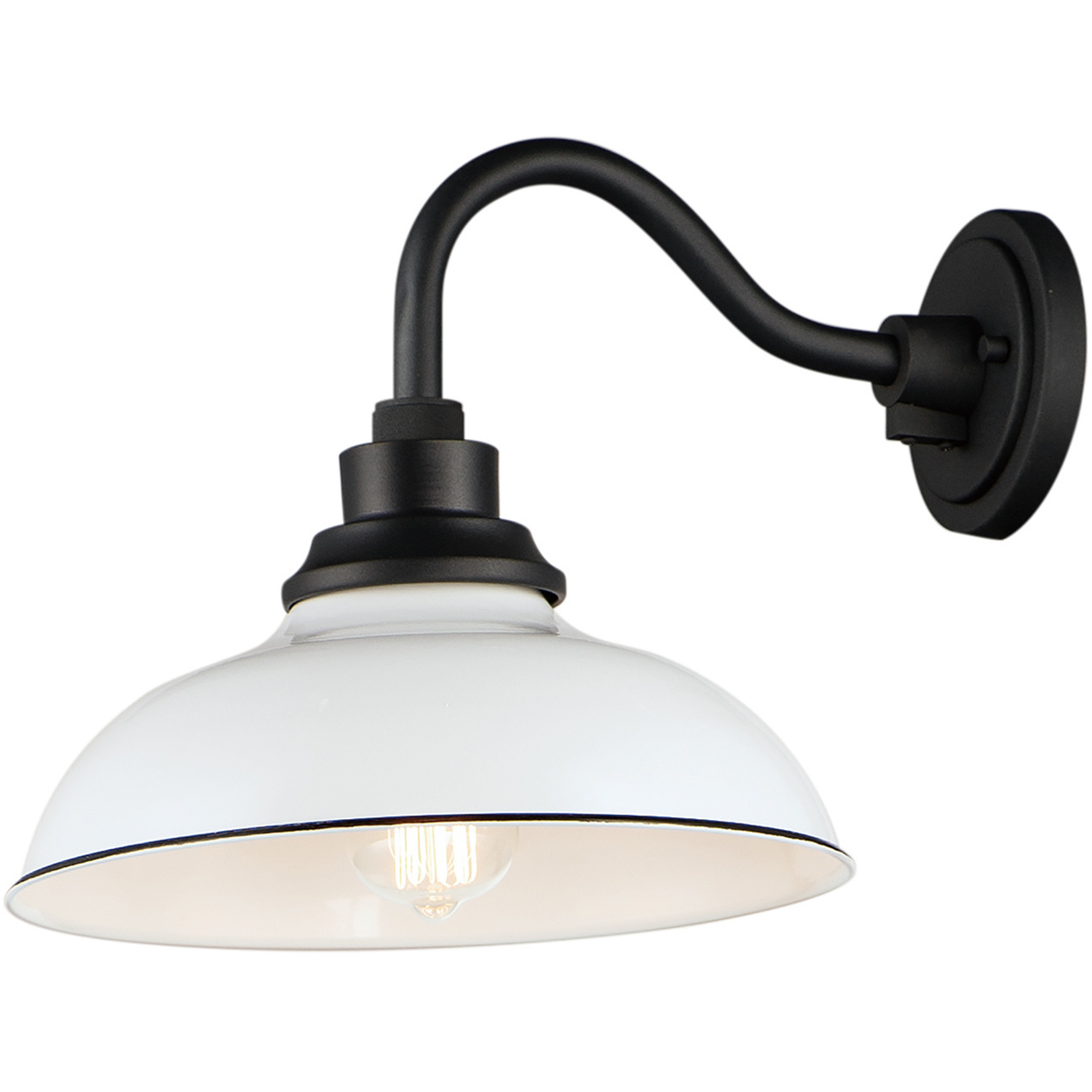 Granville 1 Light 11.25 inch White and Black Outdoor Wall Mount