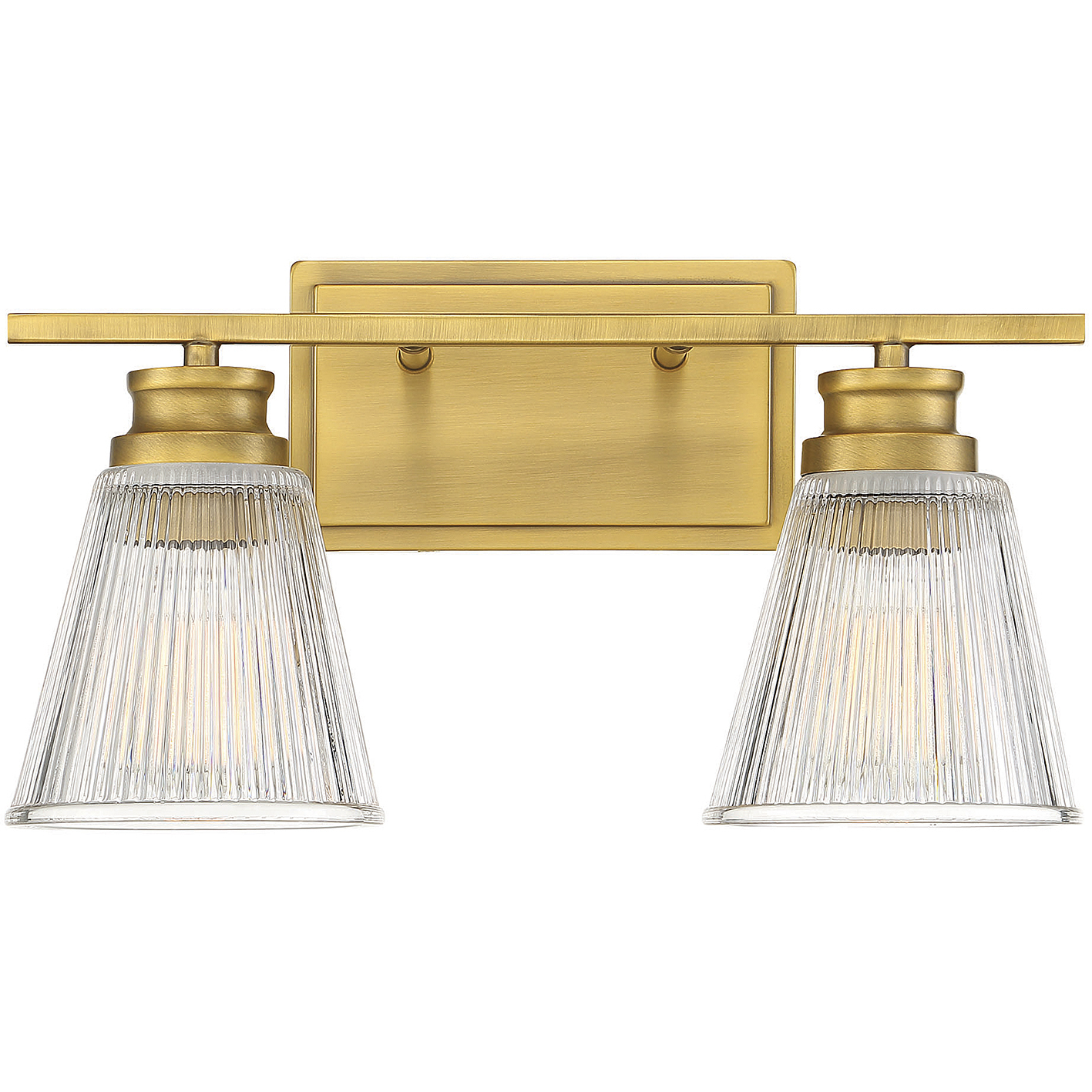 Transitional 2 Light 16 inch Natural Brass Bathroom Vanity Light Wall Light