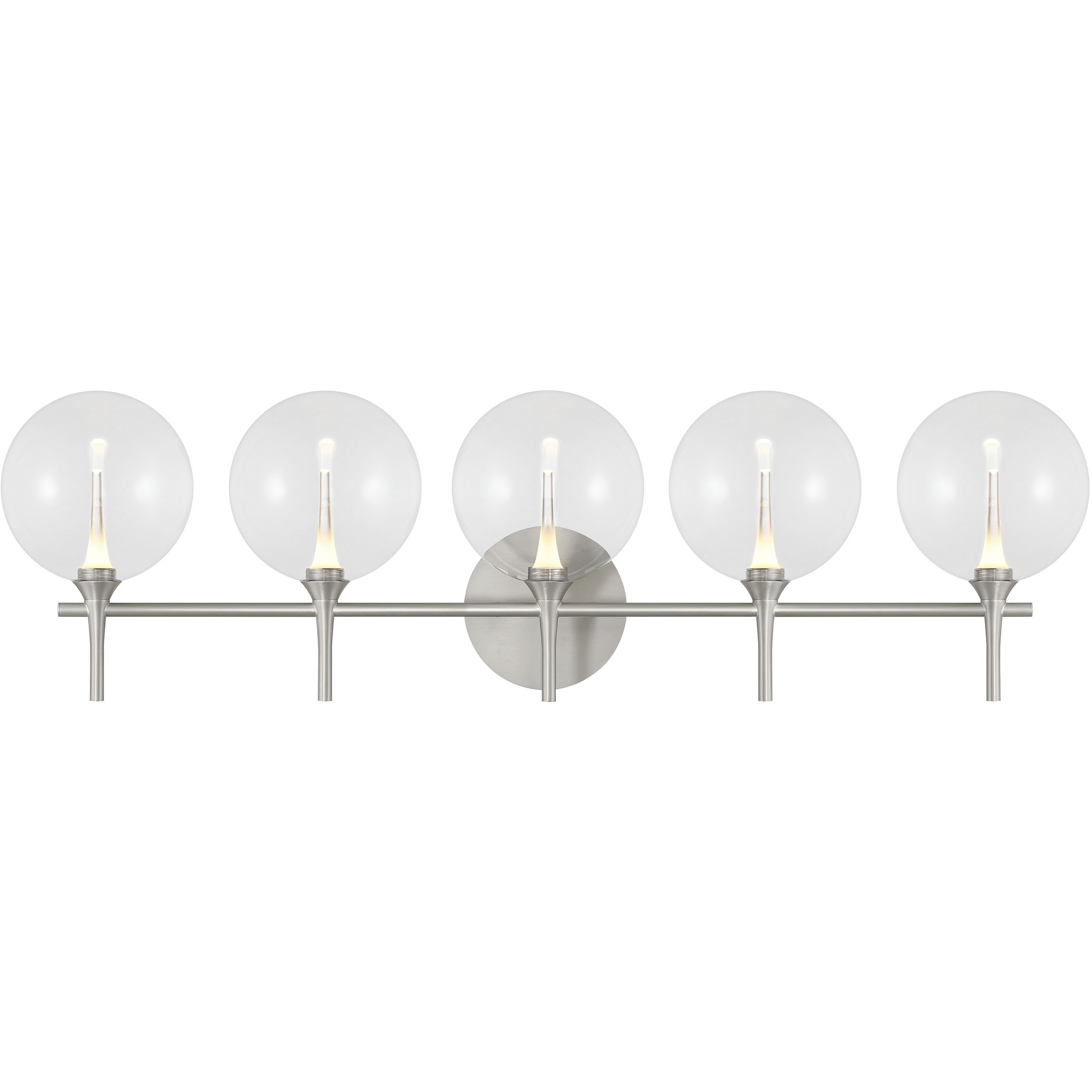 Iissa 5 Light 35.38 inch Satin Nickel Vanity Light Wall Light in Clear