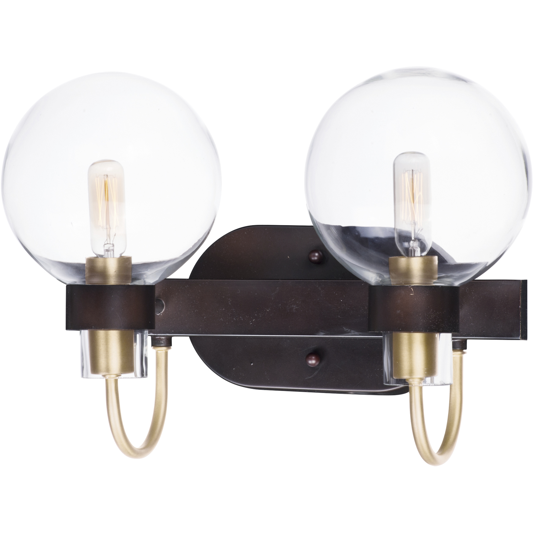 Bauhaus 2 Light 16 inch Bronze and Satin Brass Bath Vanity Wall Light