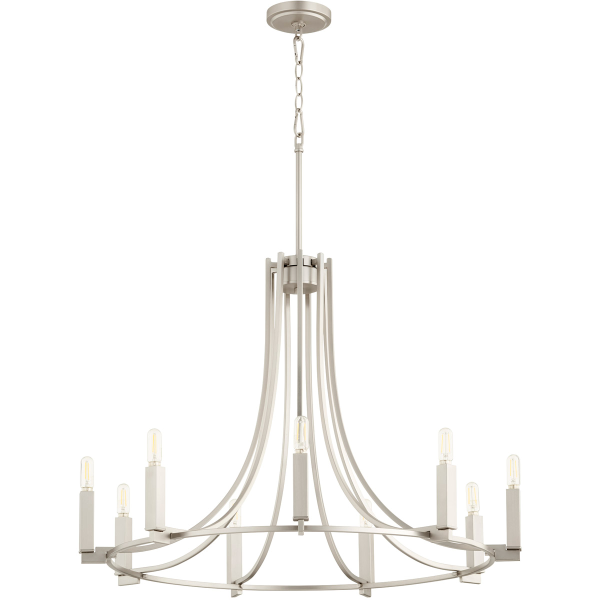 Quorum 696 9 65 Olympus 9 Light 32 inch Satin Nickel Chandelier Ceiling Light